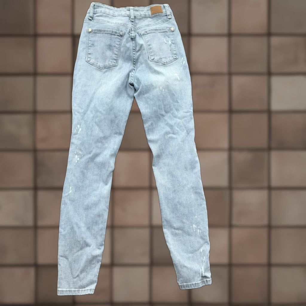 Vintage Judy Blue Jeans Women 25 Blue Cotton Mid Rise Distressed Skinny Comfort Denim Stretch Size 42" / US 20 - 1 Thumbnail