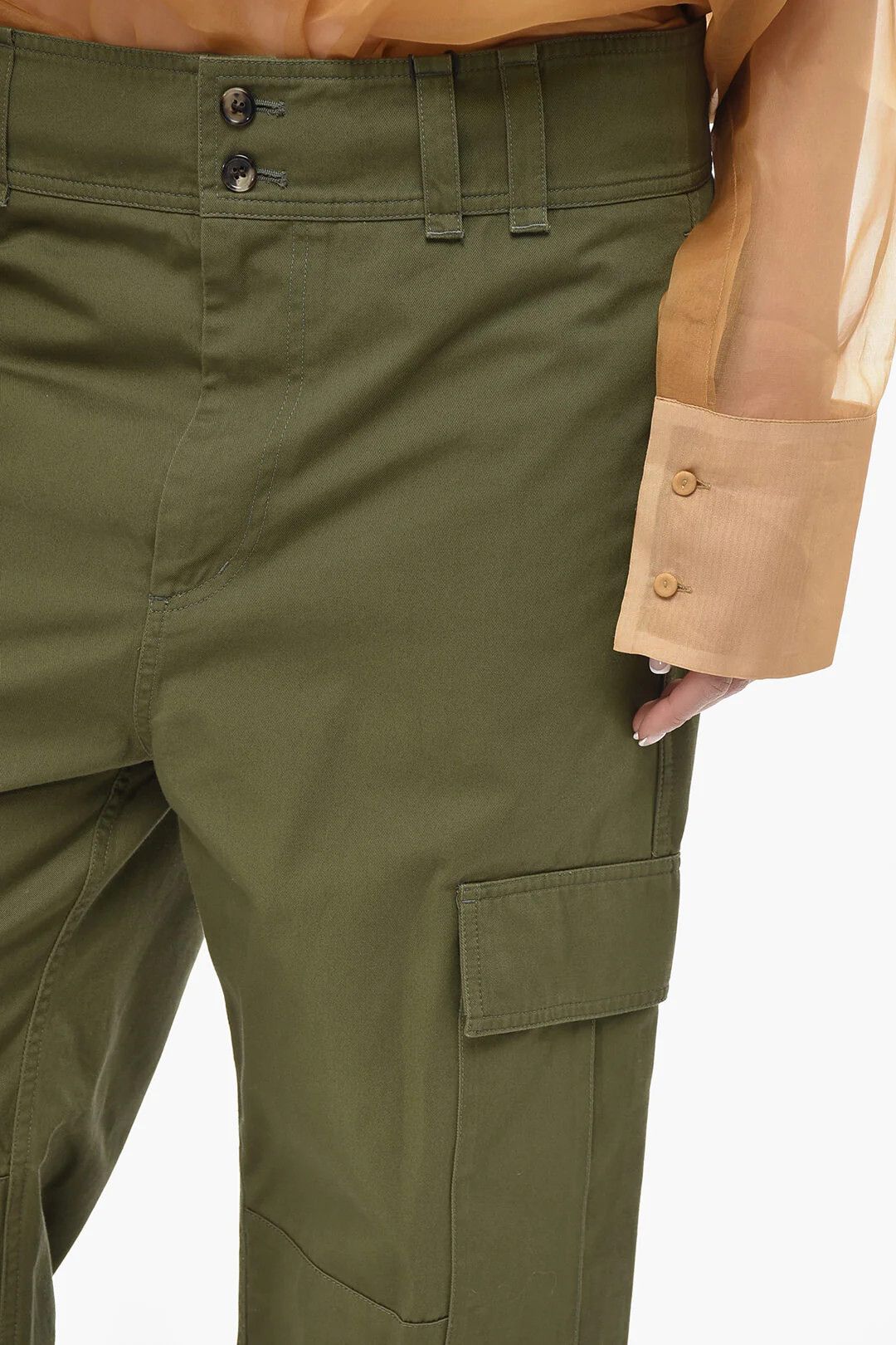 Saint Laurent Paris og1mm0326 Cotton Cargo Pant in Military Green Size 28" / US 6 / IT 42 - 3 Thumbnail