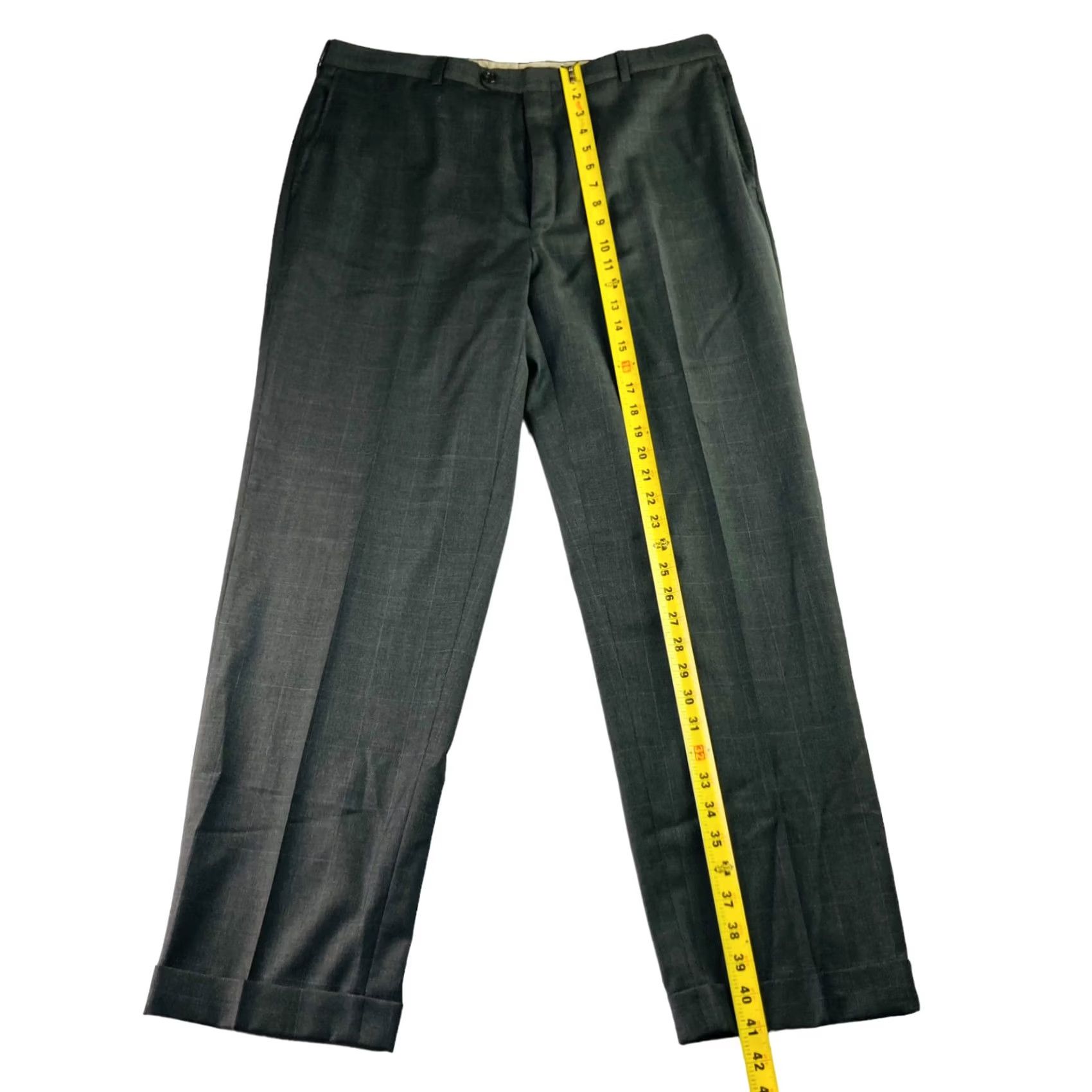 Vintage Hickey Freeman Men's Dress Pants Flat Front Plaid Gray 36x30 Size US 36 / EU 52 - 7 Thumbnail