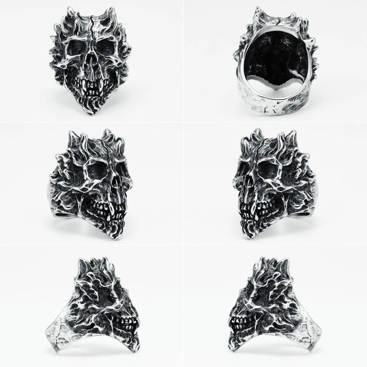 Jewelry Demon Skull Ring Streetwear Jewelry Fashion Gift Size ONE SIZE - 6 Thumbnail