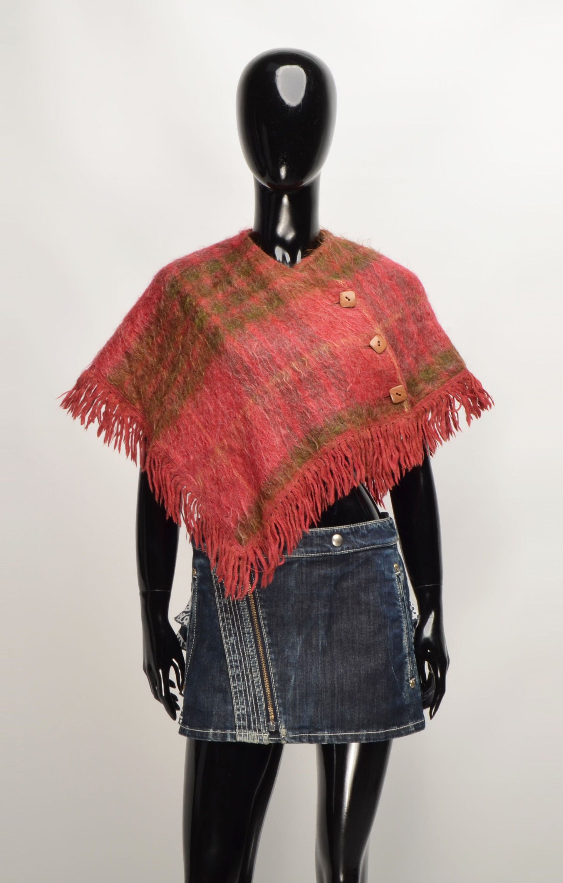 Other Andrew Stewart 70's Mohair & Wool Blend Fringle Poncho Cape Size ONE SIZE - 1 Thumbnail