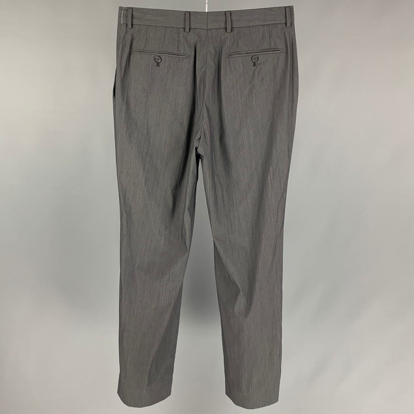 Other Size 32 Grey Stripe Wool Blend Flat Front Dress Pants Size US 32 / EU 48 - 2 Thumbnail