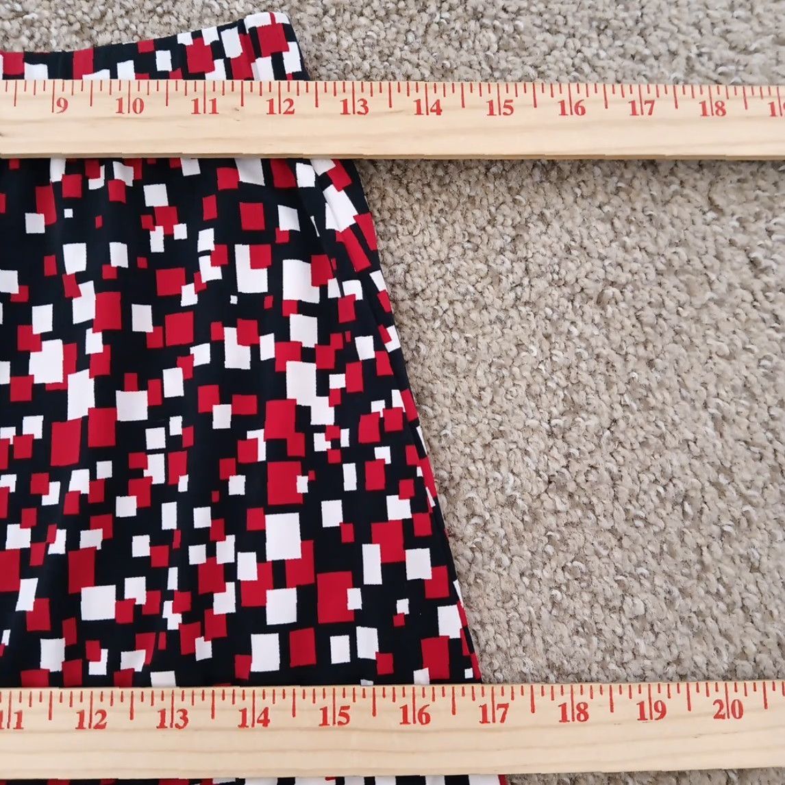 Vintage Casual Corner Annex Skirt PS Petite Short Red Geometric A-Line Pull On Women Size 28" / US 6 / IT 42 - 3 Thumbnail