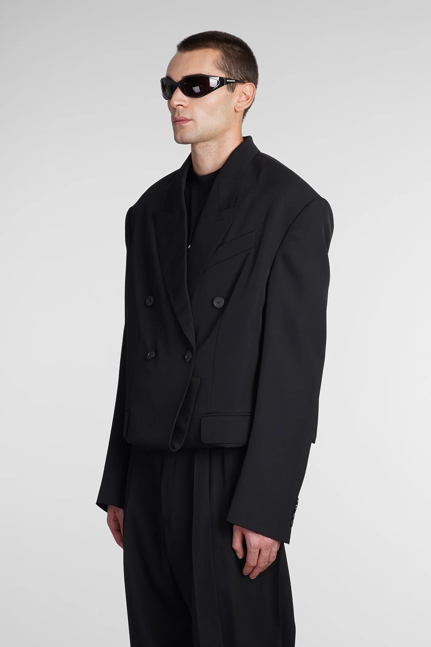 Balenciaga o1tr1nto1125 Folded Tailored Jacket in Black Size US M / EU 48-50 / 2 - 4 Thumbnail
