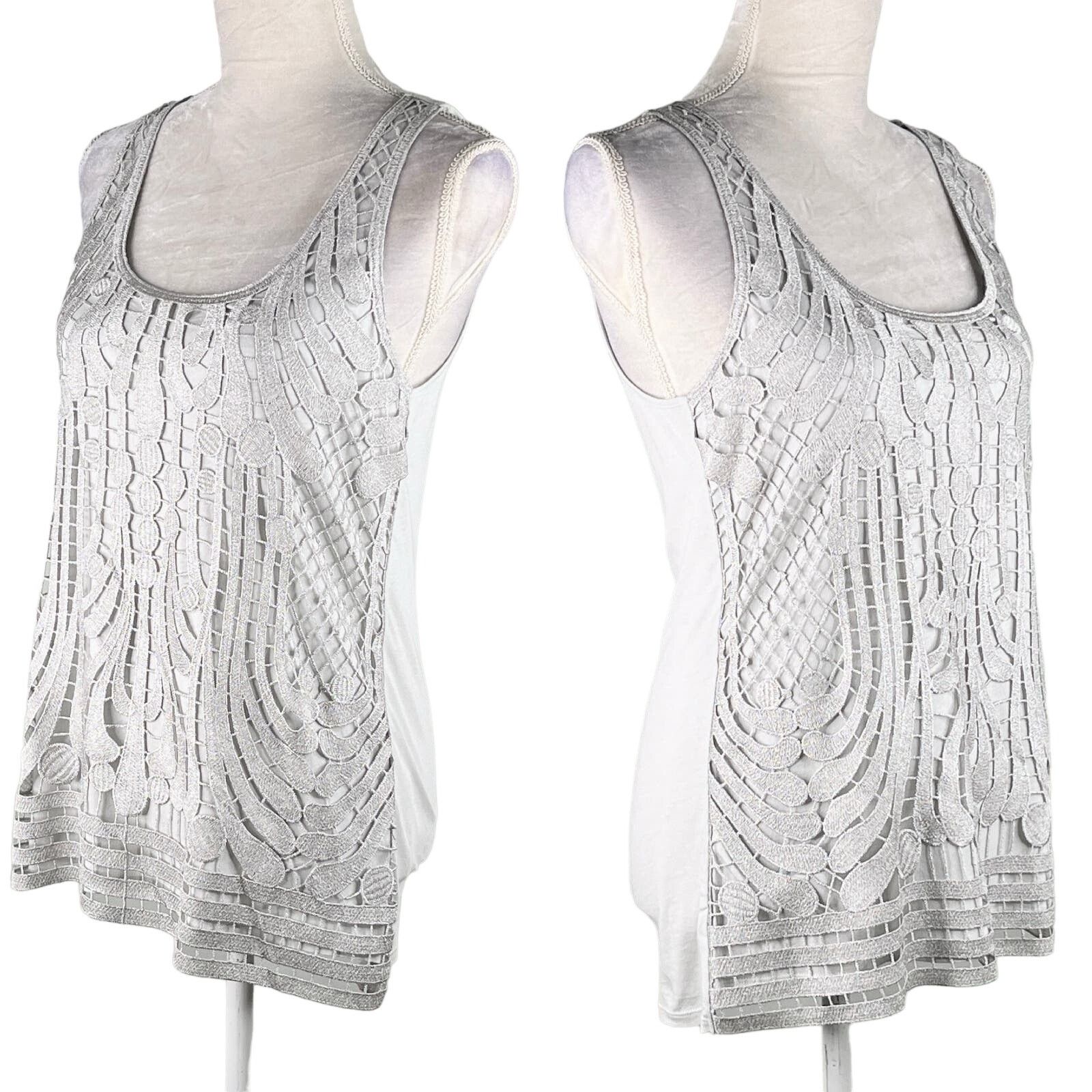 Express Express Womens Top Tank Blouse Crochet Gray Silver M New Size M / US 6-8 / IT 42-44 - 2 Thumbnail
