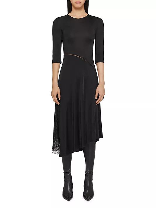 Givenchy o1w1db10325 Lace Insert Flare Dress in Black Size S / US 4 / IT 40 - 3 Thumbnail
