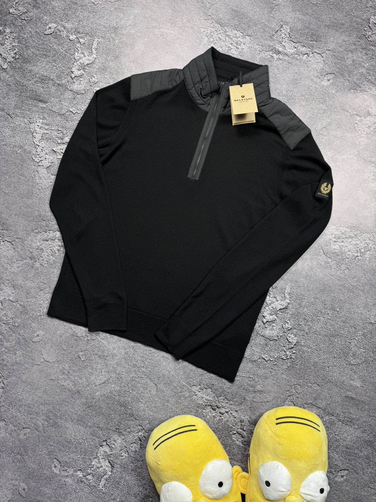 Belstaff Belstaff Quarter-Zip Hybrid Knit Pullover Size US XXL / EU 58 / 5 - 1 Thumbnail
