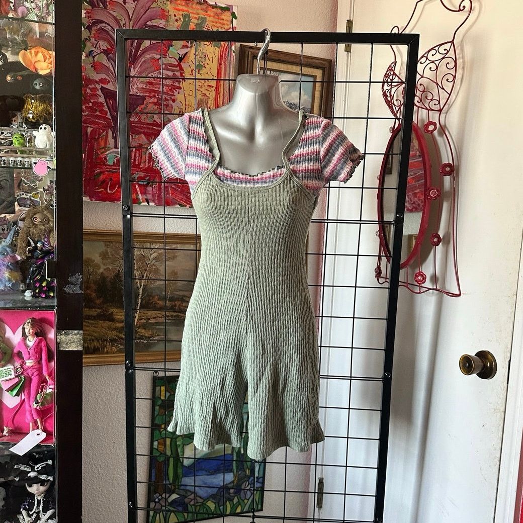 Other carreau ribbed green short sleeve striped romper Size 26" / US 2 / IT 38 - 1 Thumbnail