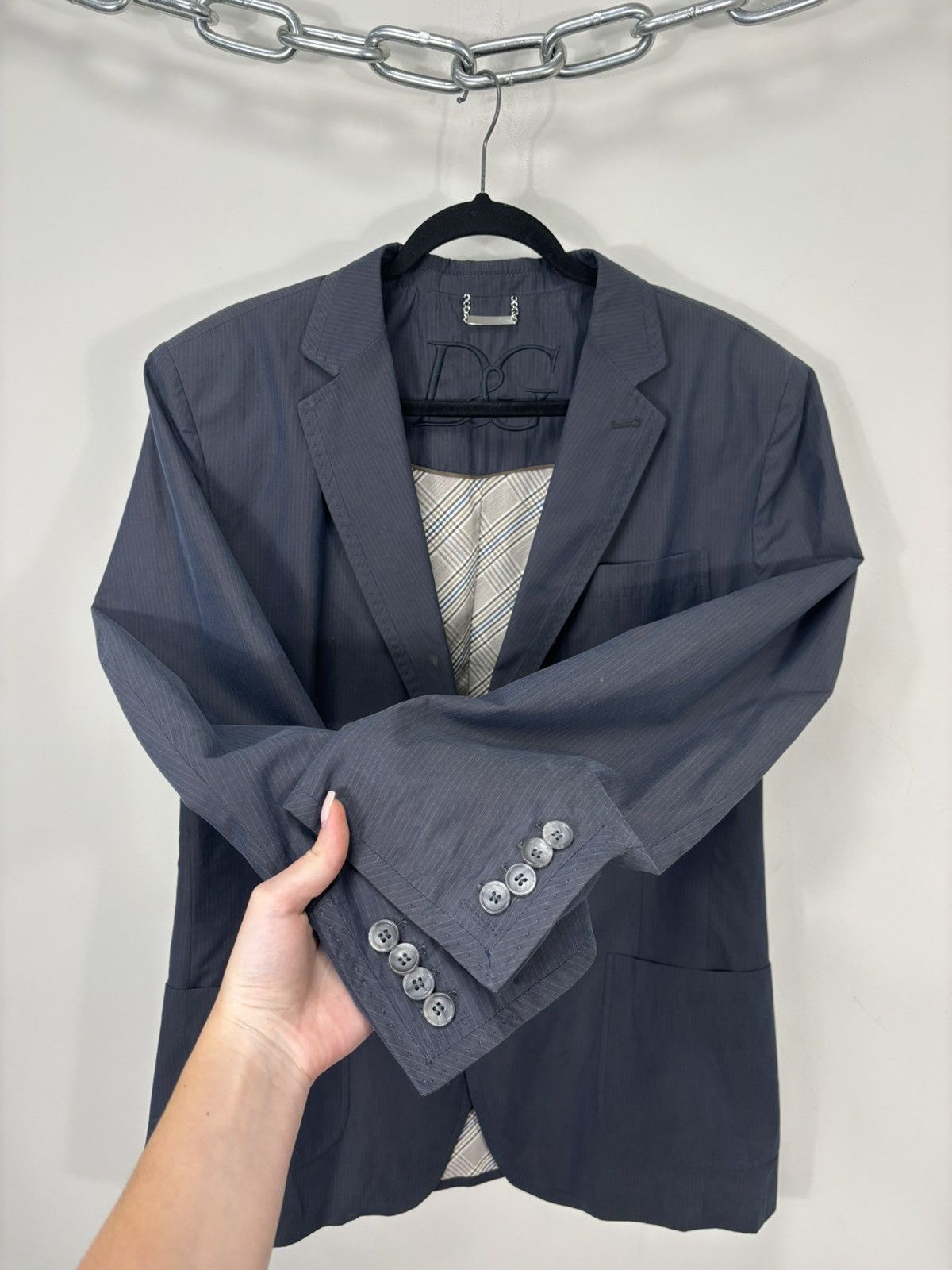 Dolce & Gabbana Vintage Dolce & Gabbana Men’s Striped Luxury Blazer Jacket Size 42R - 10 Thumbnail