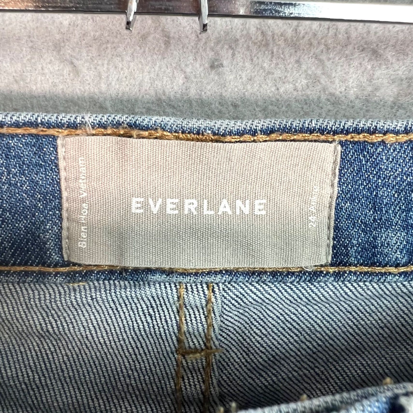 Everlane Everlane Women’s Jeans 24 Ankle High-Waisted Blue Cotton Denim 5-Pocket Regular Inseam 26" Size 24 Size 42" / US 20 - 3 Thumbnail