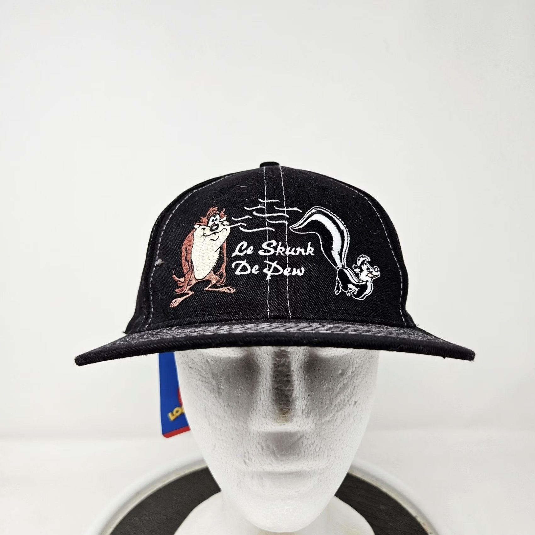 Vintage Looney Tunes Hat Cap Baseball Snap Back One Size Black Mens Taz Pepe Le Pew Cap Hat Size ONE SIZE - 2 Thumbnail