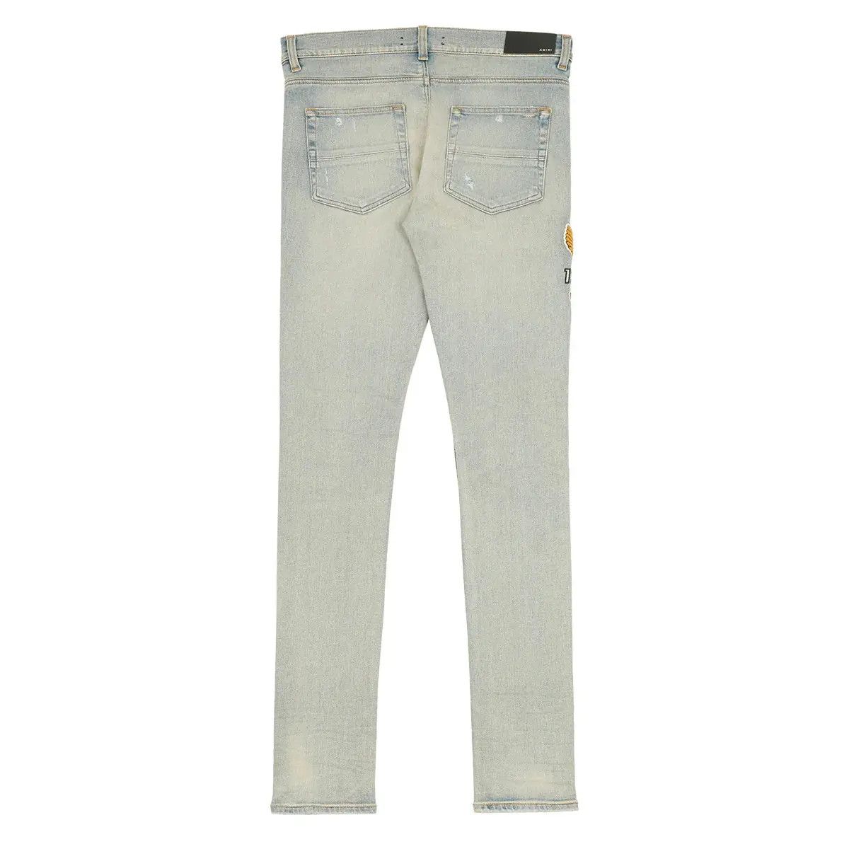 Amiri oc11z0225 Varsity Eagle Logo Jeans in Light Blue Size US 33 - 2 Thumbnail