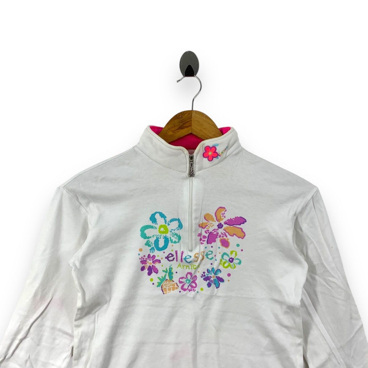Ellesse Vintage 90’ ELLESSE ITALIA PERUGIA Half Zipper Floral Tee Size S / US 4 / IT 40 - 2 Thumbnail