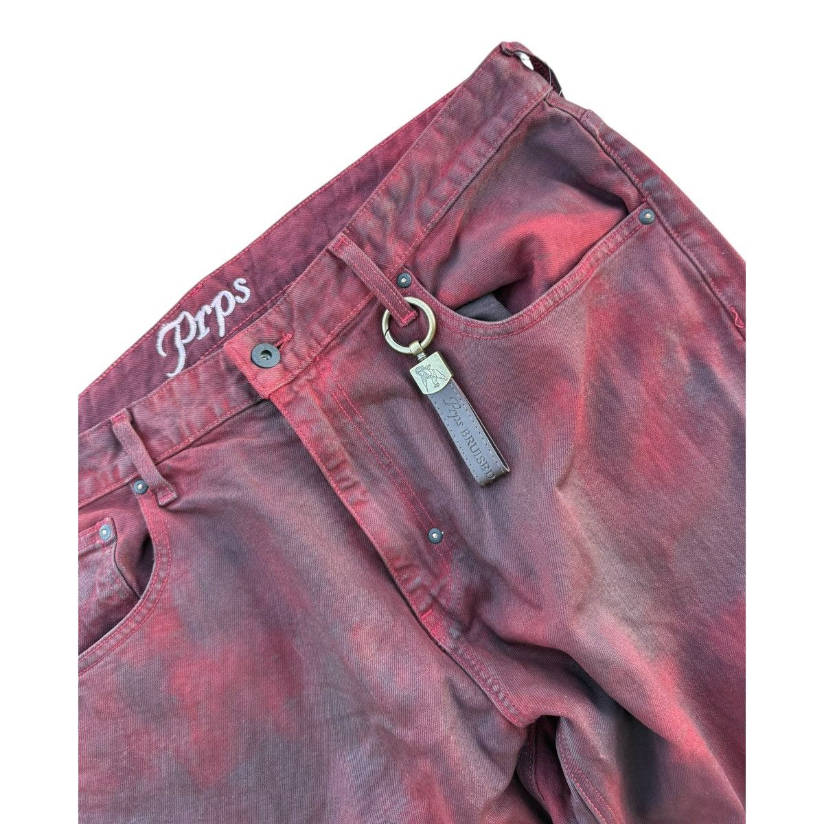 Prps PRPS Barracuda Relaxed Fit Maroon Overdyed Jeans 38 NWT Size US 38 / EU 54 - 3 Thumbnail