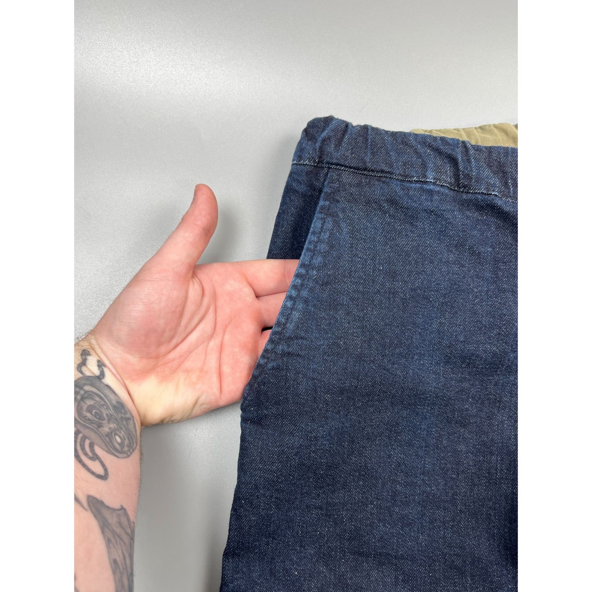 Designer Unisex White Sand Raw Selvedge Denim Jeans Pants (Y0797) Size US 34 / EU 50 - 3 Thumbnail