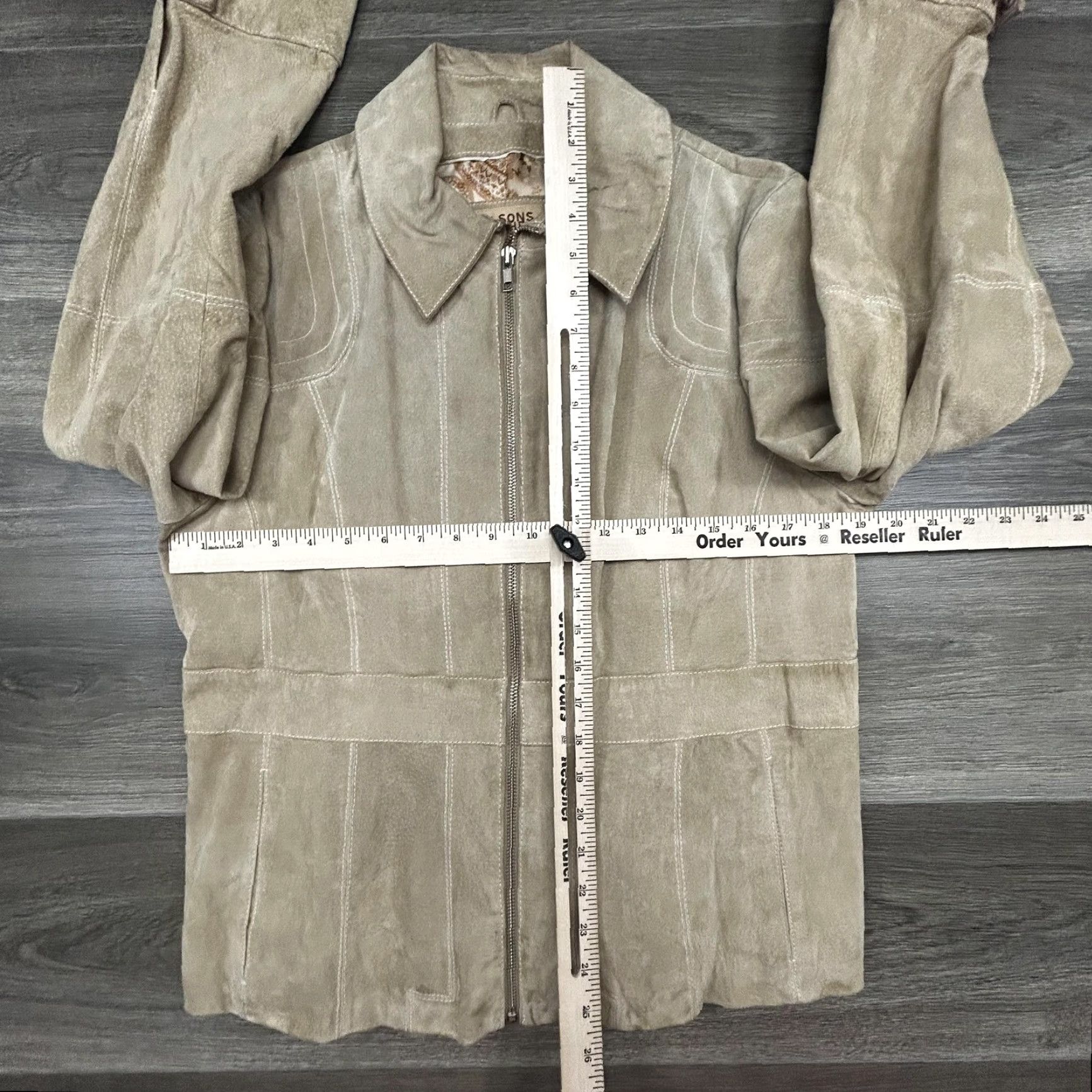 Vintage VINTAGE Wilsons Leather Jacket Womens Large Beige Suede Full Zip Lined Collared Western Shirt Size L / US 10 / IT 46 - 6 Thumbnail