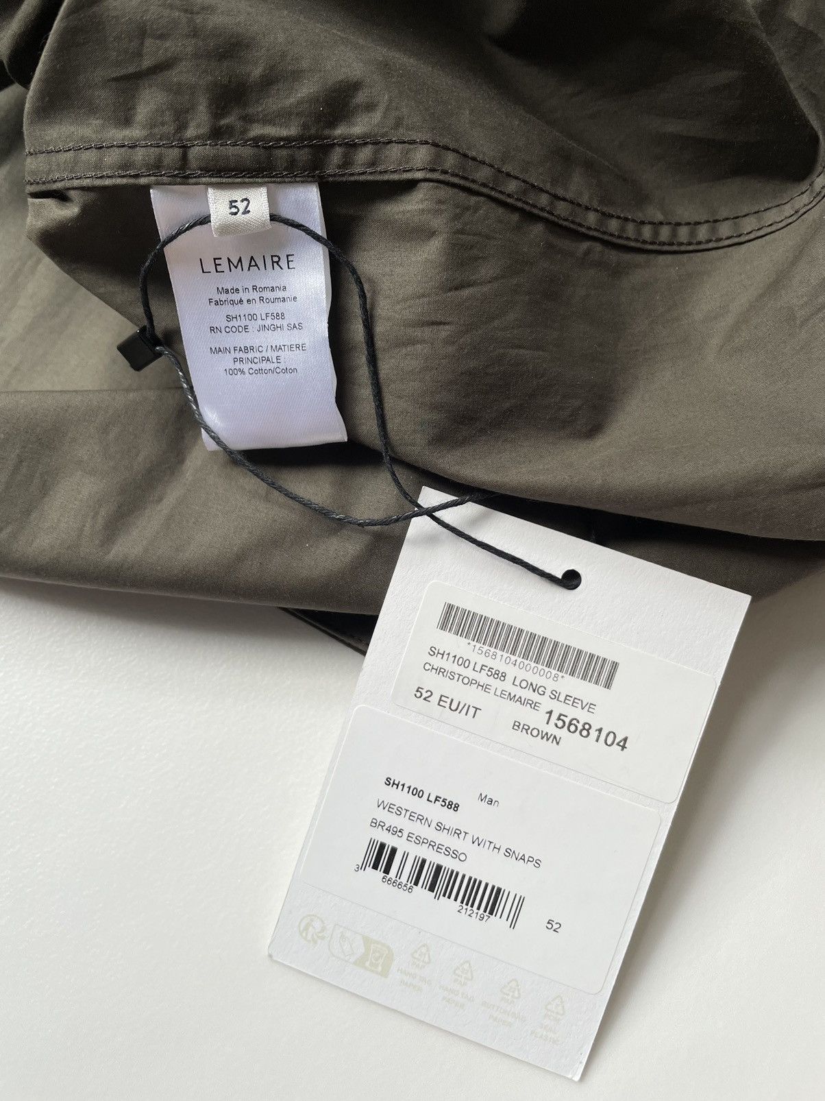 Lemaire S/S 24 ‘Espresso’ Cotton Western Shirt Size US L / EU 52-54 / 3 - 12 Thumbnail