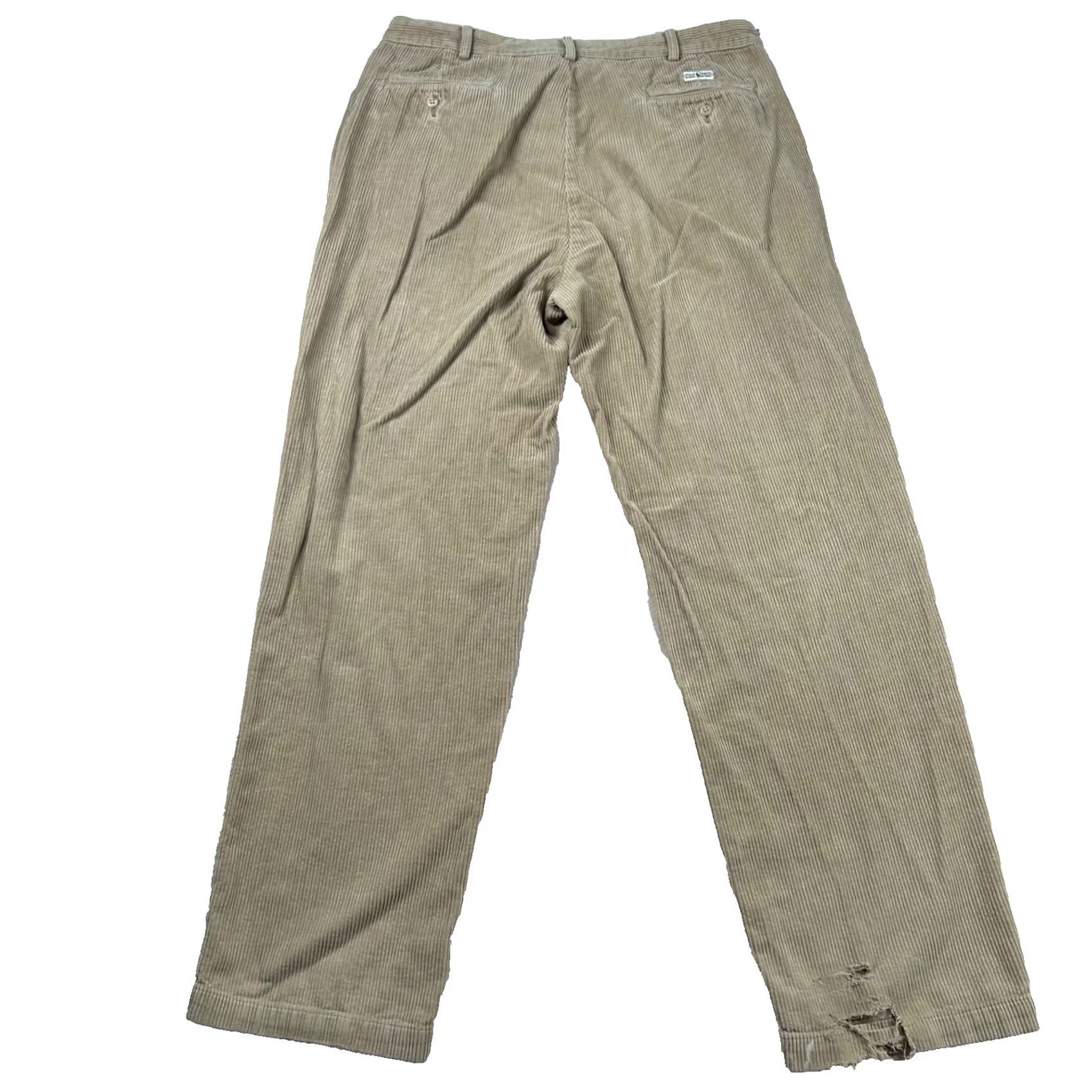 Polo Ralph Lauren VINTAGE Polo Ralph Lauren Corduroy Pants Mens 38x34 Be​ige Chino Pleated 90s Womens Mens Girls Size US M / EU 48-50 / 2 - 2 Thumbnail