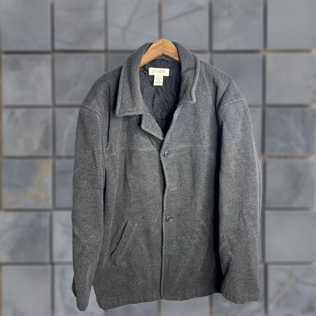 J.Crew J.Crew Wool Coat Mens XL Gray Thinsulate Quilted Button Front Overcoat Size US XL / EU 56 / 4 - 1 Thumbnail