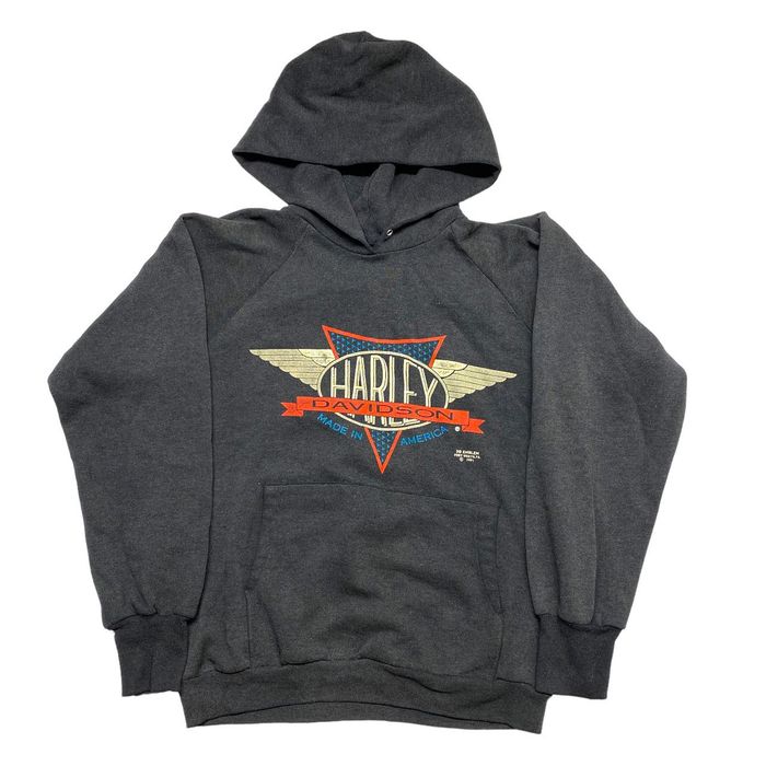 Vintage 1991 Harley Davidson 3D Emblem Pitbull Hoodie Sweatshirt