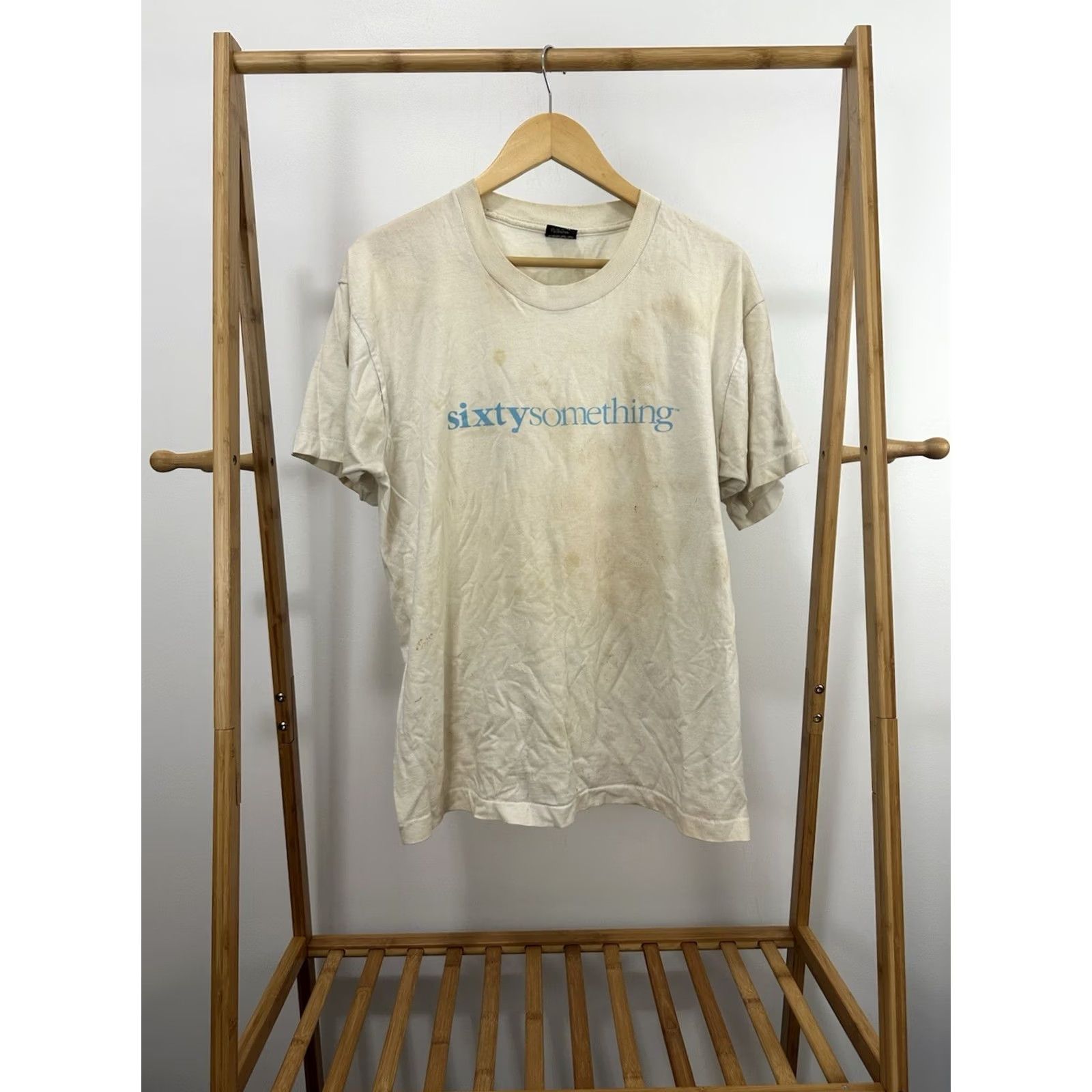Vintage VTG 90s Sixty Something Novelty Single Stitch Birthday Age T-Shirt Size XL Shirt Mens Cream Size US XL / EU 56 / 4 - 2 Thumbnail