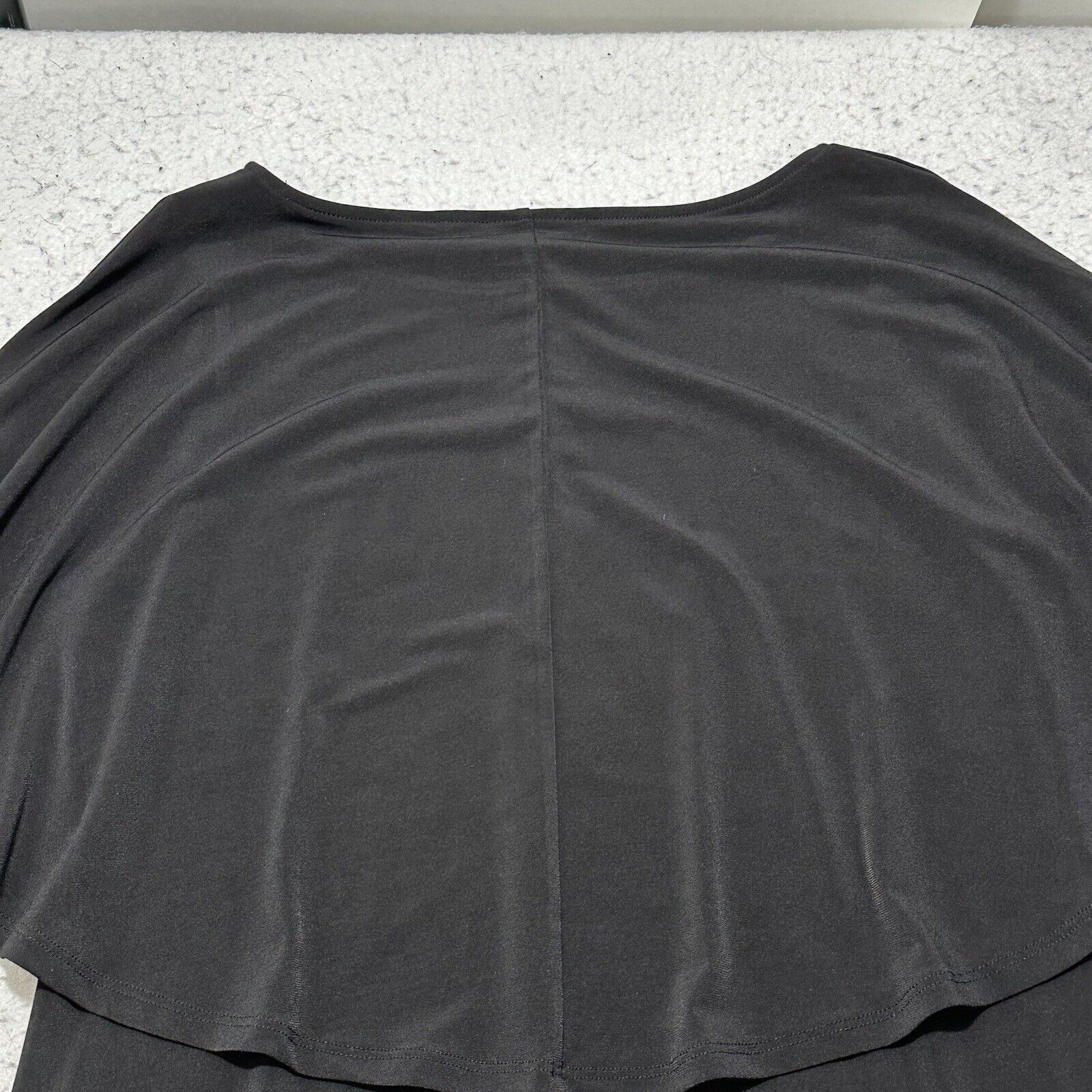 Chicos Chico's Small Black Drape Flutter Sleeve Pullover Blouse Size S / US 4 / IT 40 - 11 Thumbnail