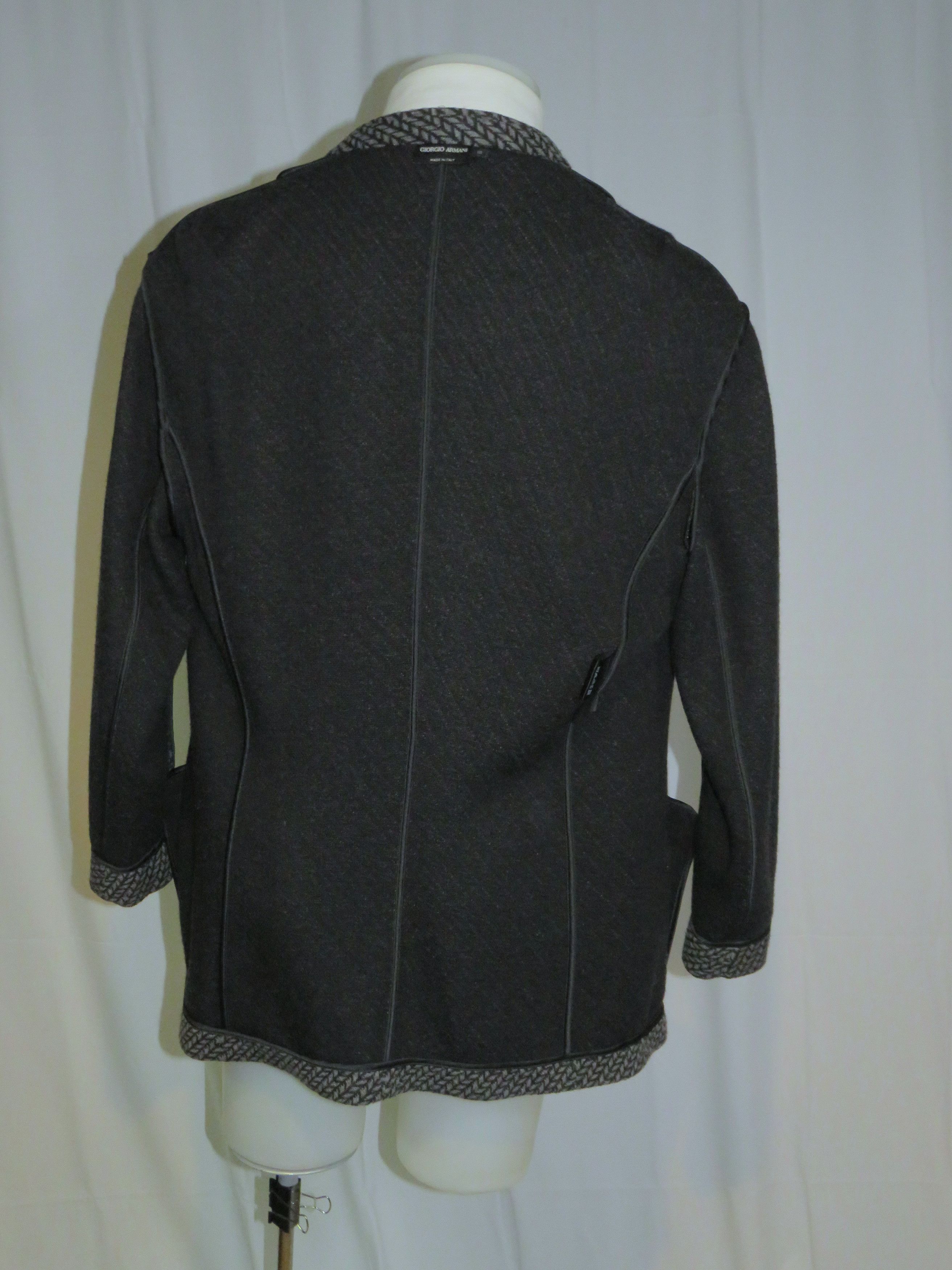 Giorgio Armani Black Label Gray Geometric Recent Sweater Jacket 50 Size 50R - 11 Thumbnail