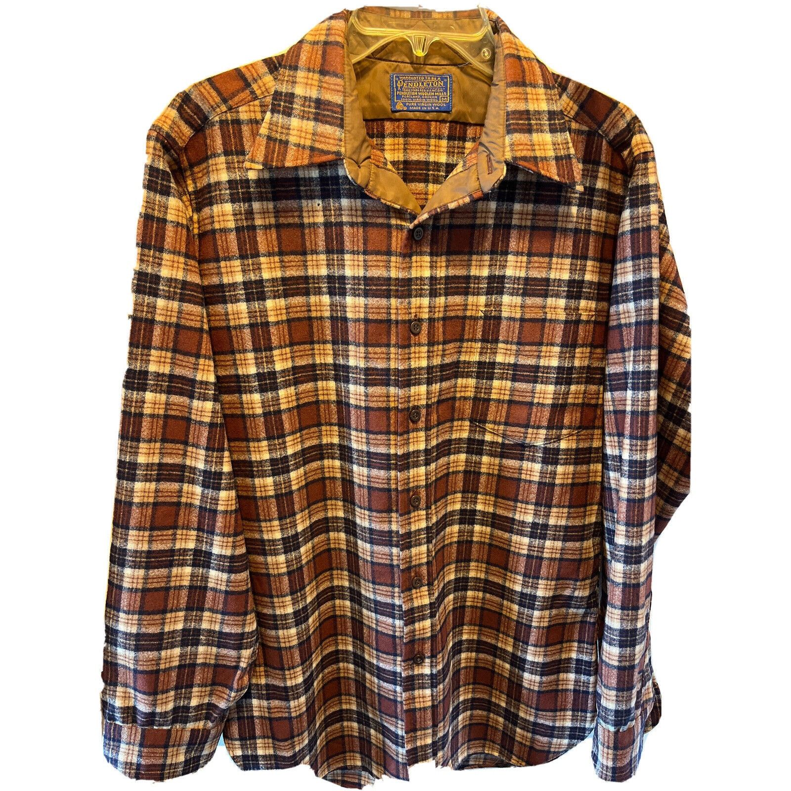 Pendleton Pendleton Mens M Brown Plaid LS Button Up Wool flannel Shirt Size US M / EU 48-50 / 2 - 1 Thumbnail