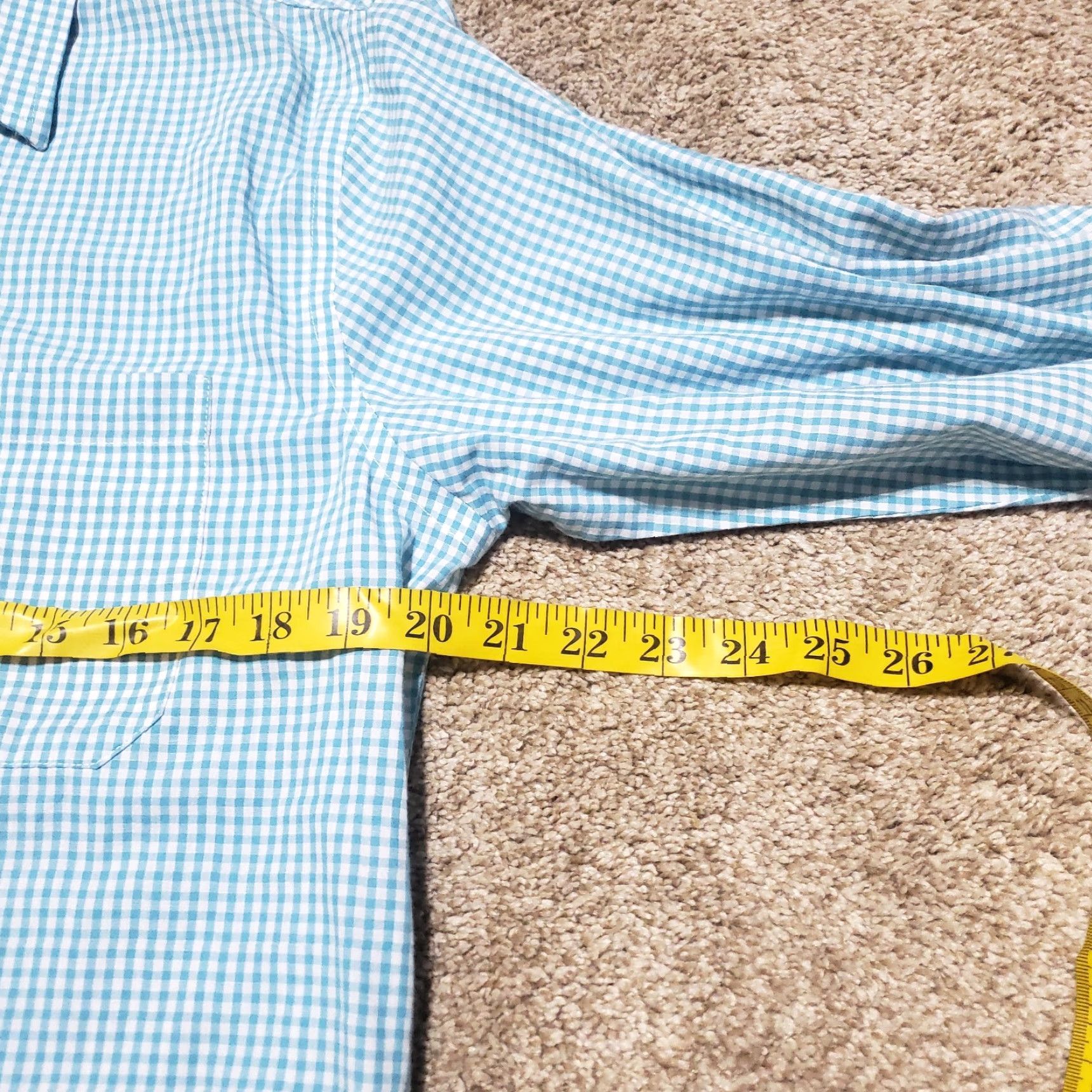 Van Heusen VINTAGE Van Heusen Dress Shirt Blue Checkered M Adult Men's Button-Down Long Sleeve Size 40R - 5 Thumbnail