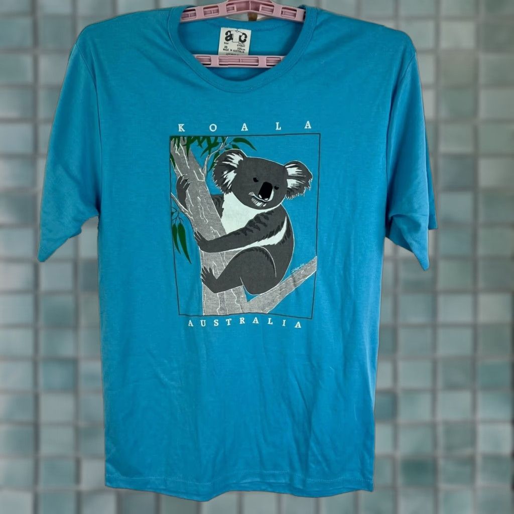 Vintage ATC Koala Graphic T-Shirt Adult Large Blue Short Sleeve Crew Neck Animal Art Mens Size US L / EU 52-54 / 3 - 1 Thumbnail