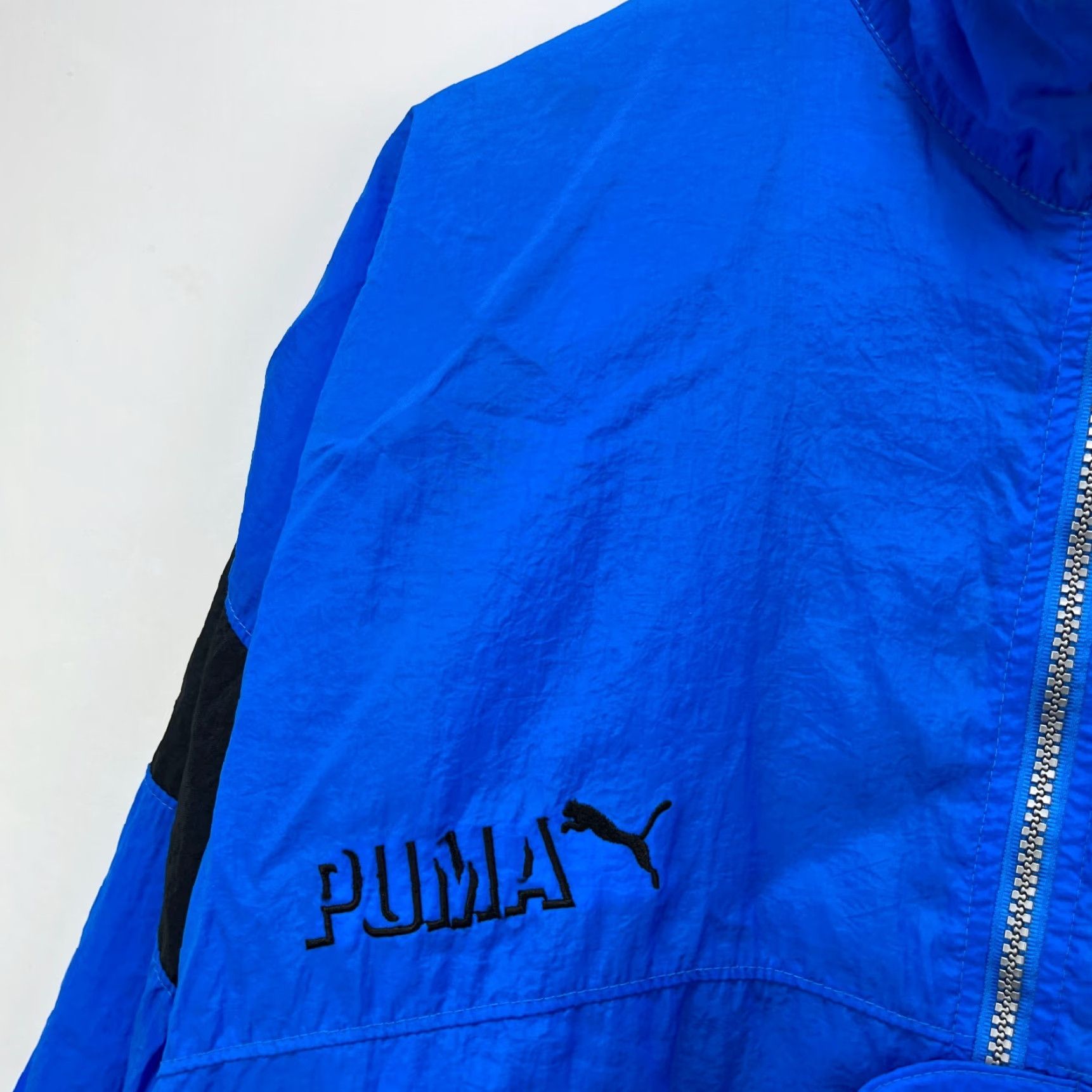 Puma VINTAGE Puma Windbreaker Track Jacket Large Mens Blue 90s Size US 33 - 3 Thumbnail