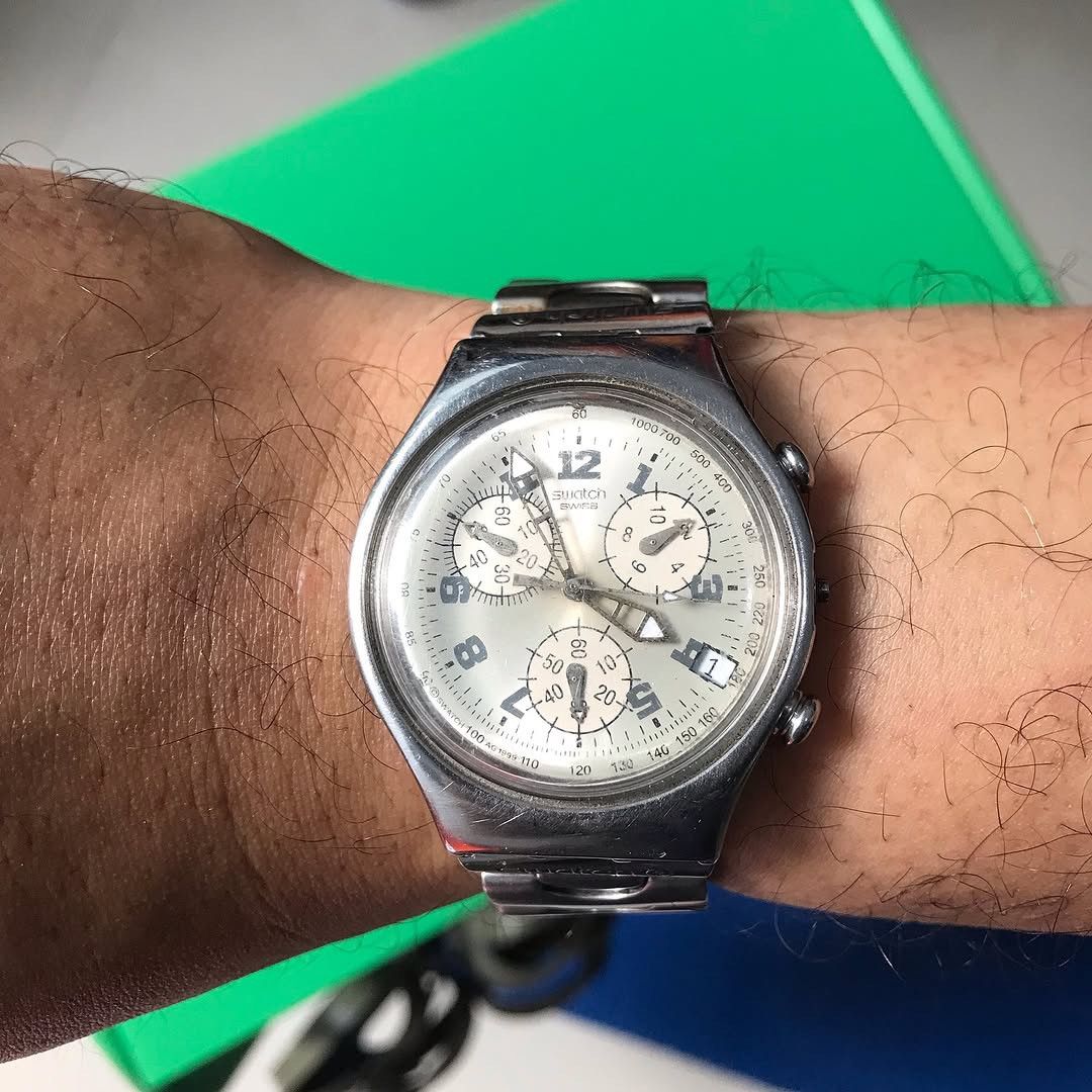 Le Grande Bleu (L.G.B.) × Swatch × Swissgear Vintage SWATCH IRONY AG1999 CADMOS WHITE YCS411G STEELquartz Size ONE SIZE - 10 Thumbnail