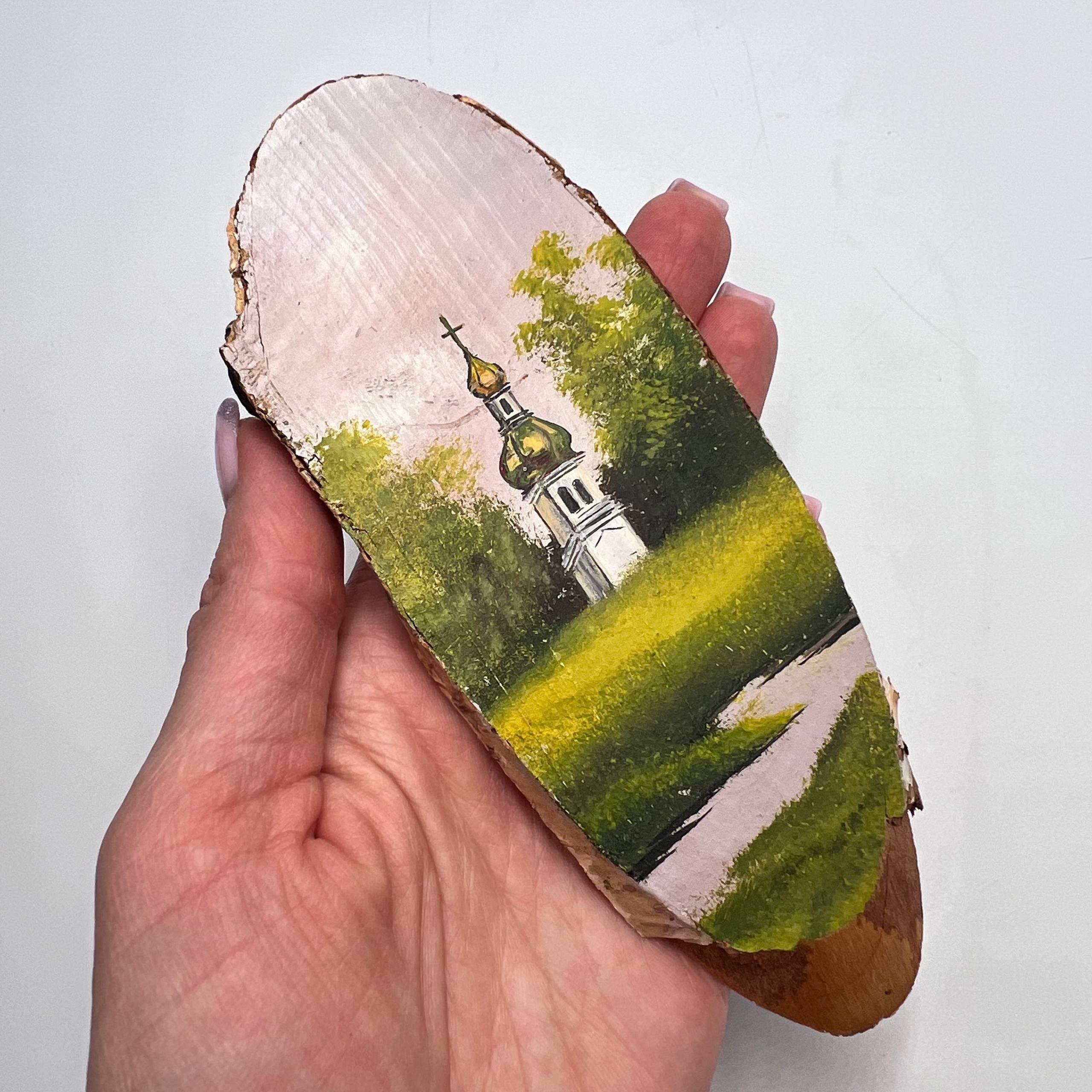 Vintage Vintage Ukrainian Oil Paintings on Birch Wood Set of 2 Size ONE SIZE - 4 Thumbnail
