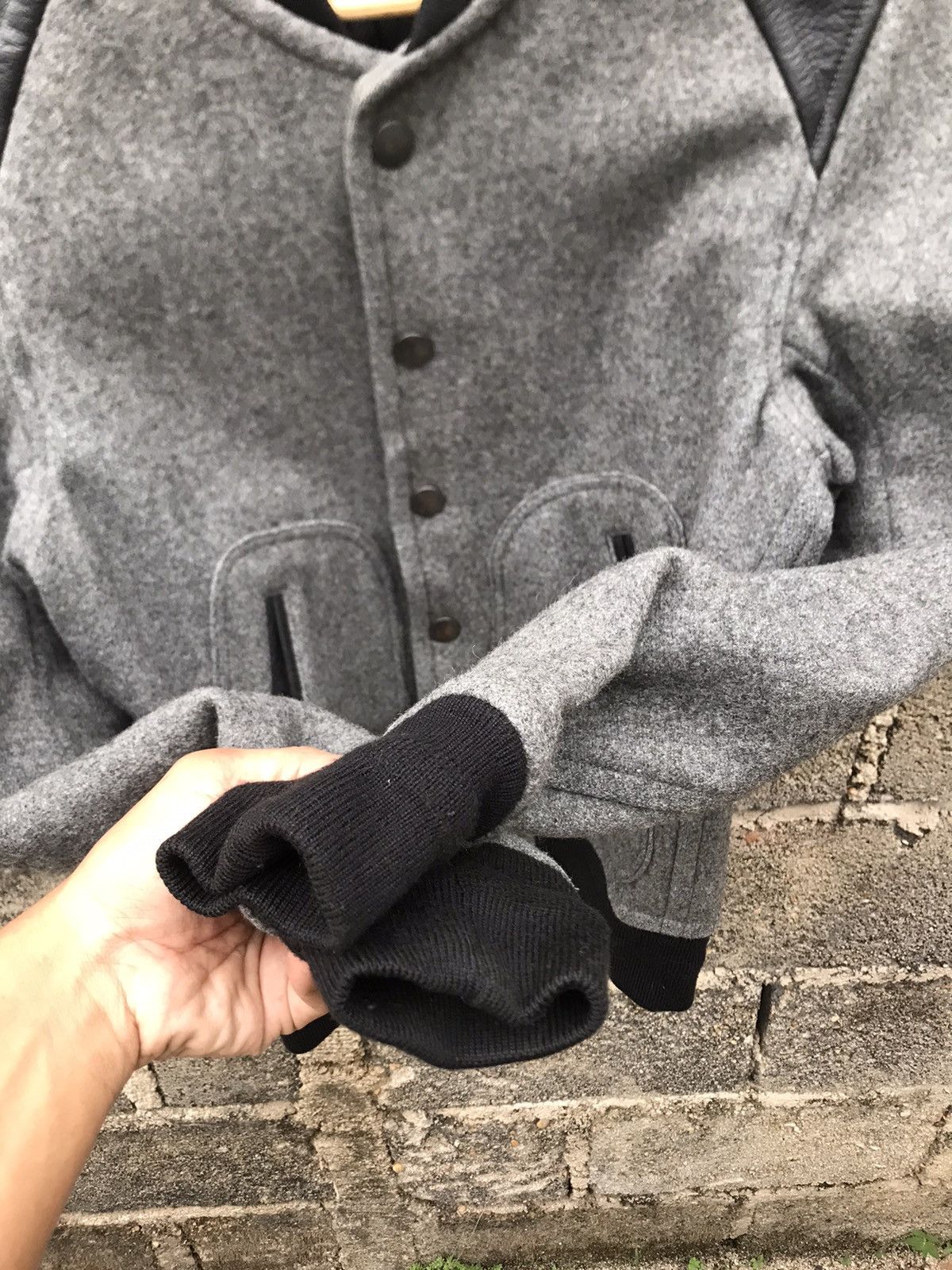NANO universe 🔥Nano Universe Black Leather Button Varsity Jacket Size US S / EU 44-46 / 1 - 8 Thumbnail