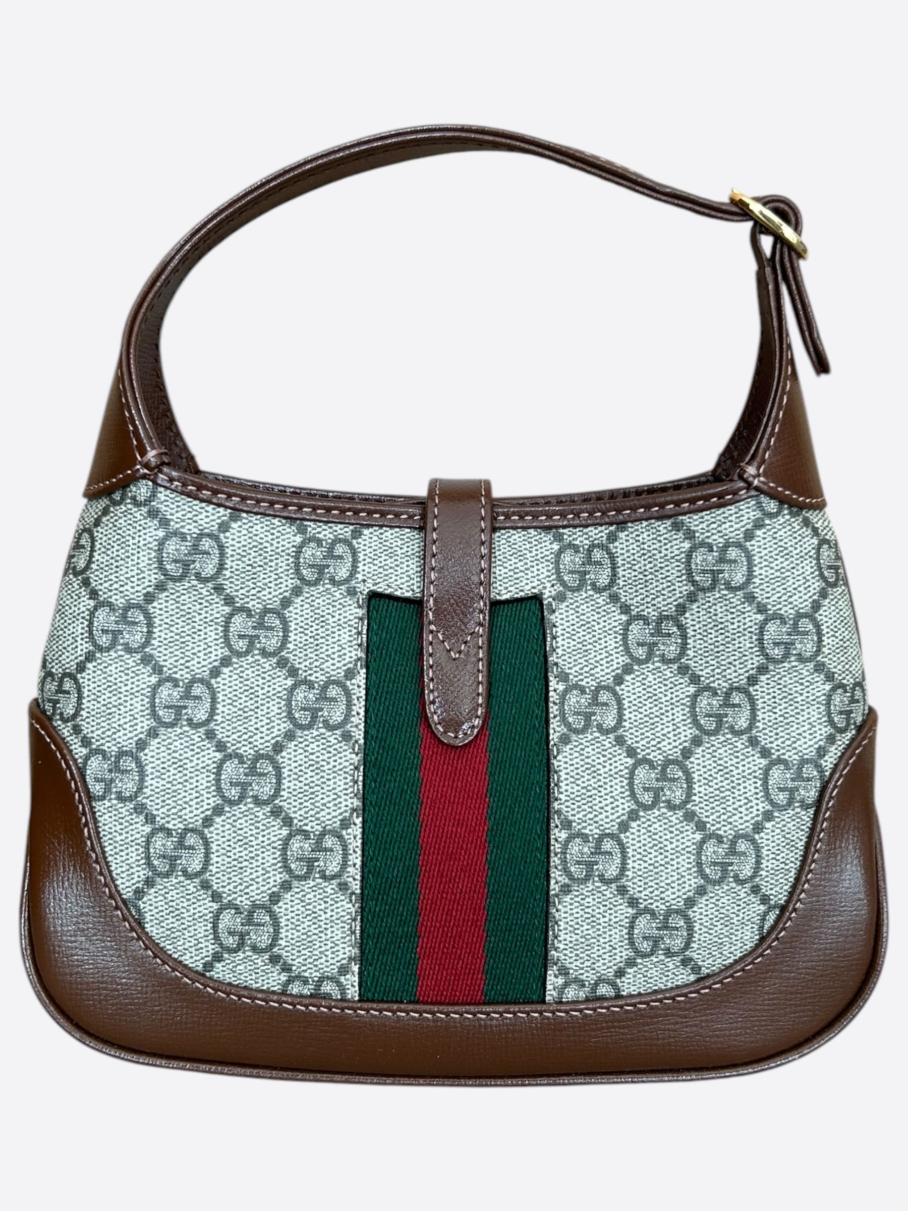 Gucci Gucci Beige & Brown GG Monogram Jackie 1961 Mini Bag Size ONE SIZE - 4 Thumbnail