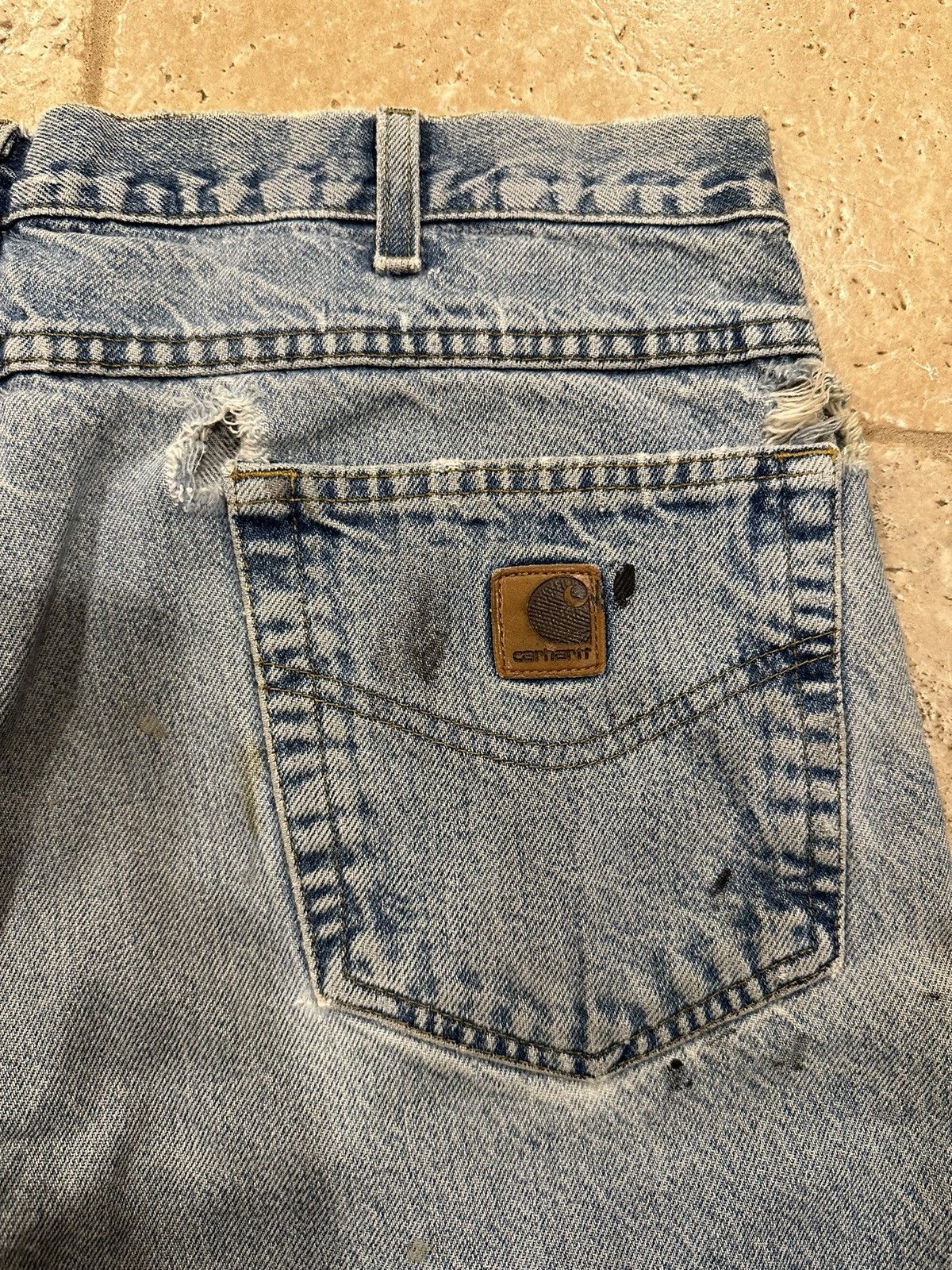 Carhartt Vintage Carhartt Thrashed / Distressed Blue Denim Jeans Size US 36 / EU 52 - 13 Thumbnail