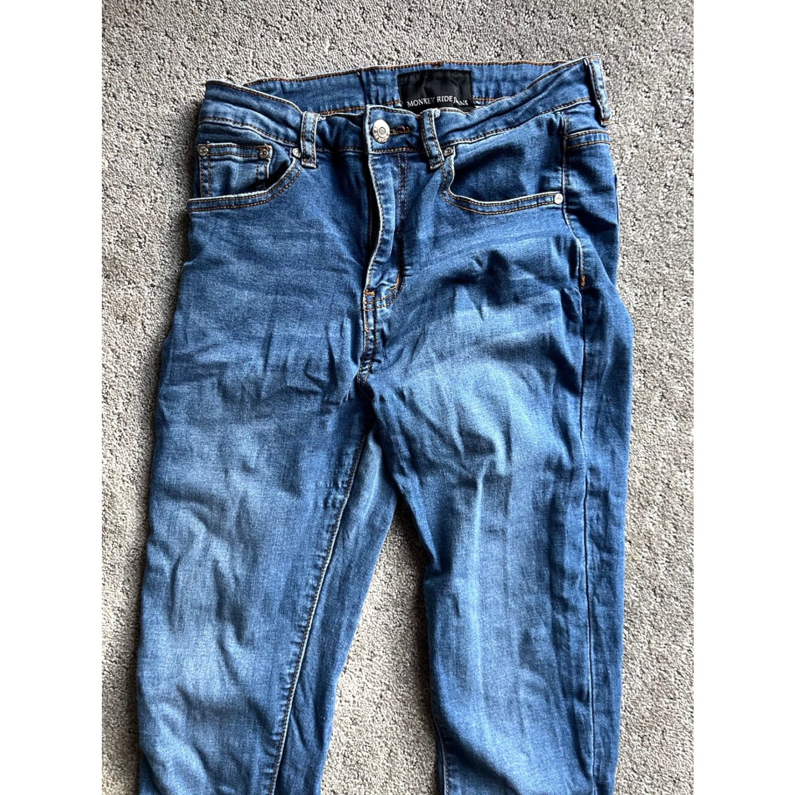 Vintage Monkey Ride Jeans Jeans Super Skinny Mid Rise Women Juniors Size 9/29 Blue 5-Pocket Denim Dark Stretch Logo Size 30" / US 8 / IT 44 - 4 Thumbnail