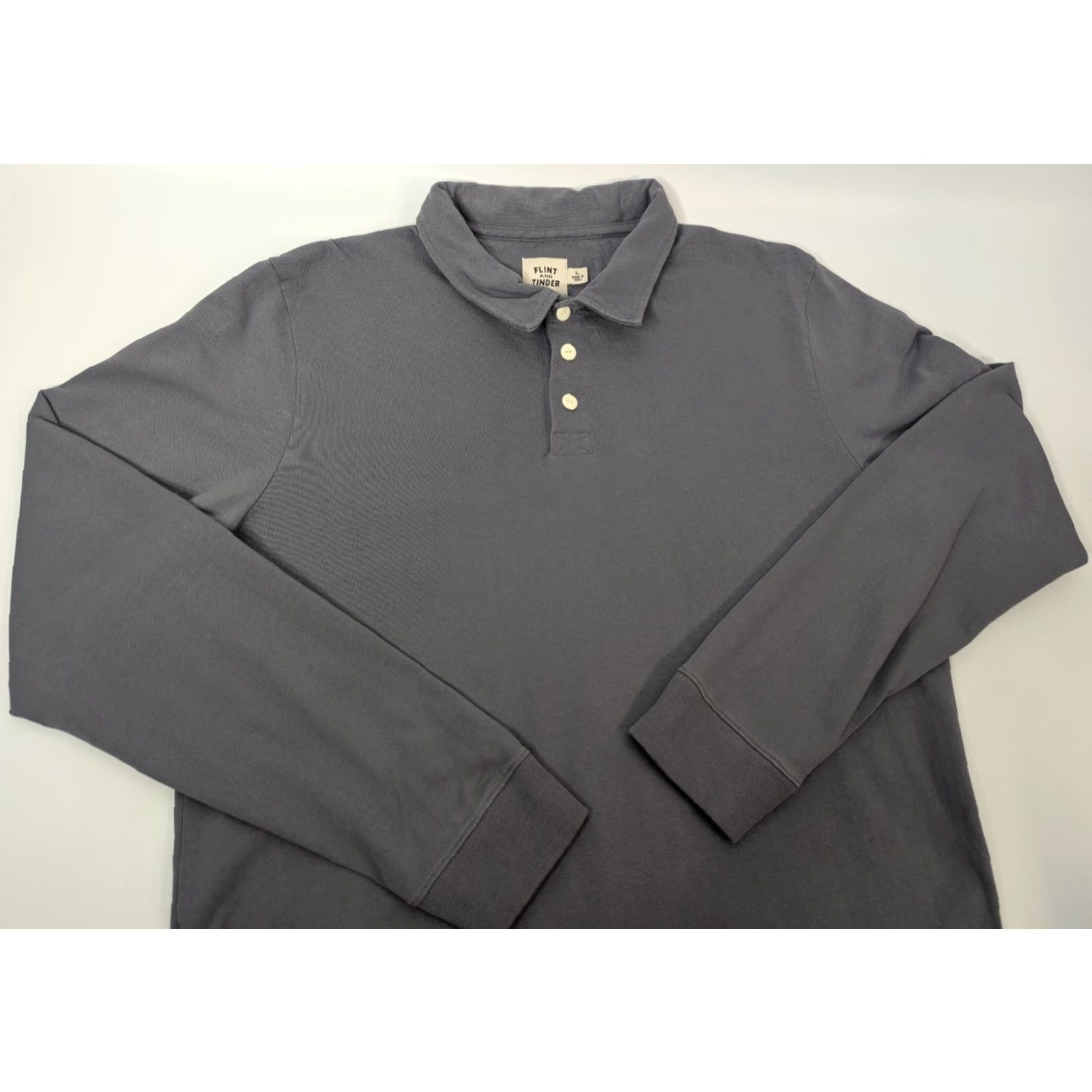 Flint And Tinder Flint and Tinder Polo Shirt Long Sleeve Gray Cotton Size L Mens Regular Collared Spreadful Polo Shirt Gray Lightweight Heavyweight Fall Winter Size US L / EU 52-54 / 3 - 2 Thumbnail