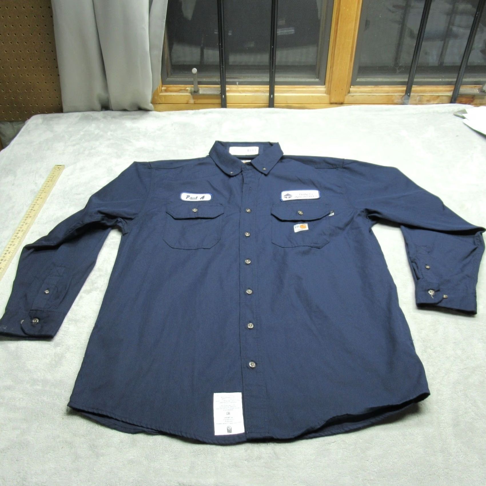 Carhartt Carhartt FR Work Shirt Mens Large Blue Flame Resistant Button Down Logo Paul A Size US L / EU 52-54 / 3 - 6 Thumbnail