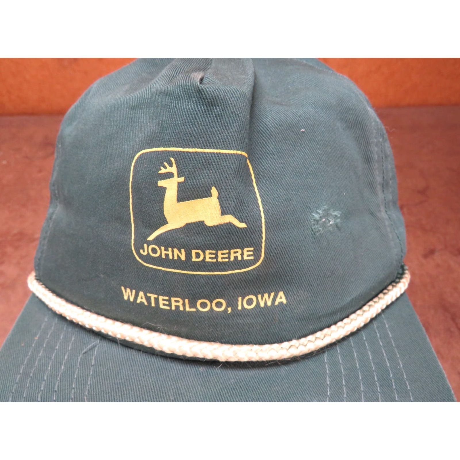John Deere Vtg Green John Deere JD Waterloo Iowa Dealership Cap Hat Trucker HaT Adjustable 1980s Advertising Truckers Cap Mens Women? Size ONE SIZE - 2 Thumbnail
