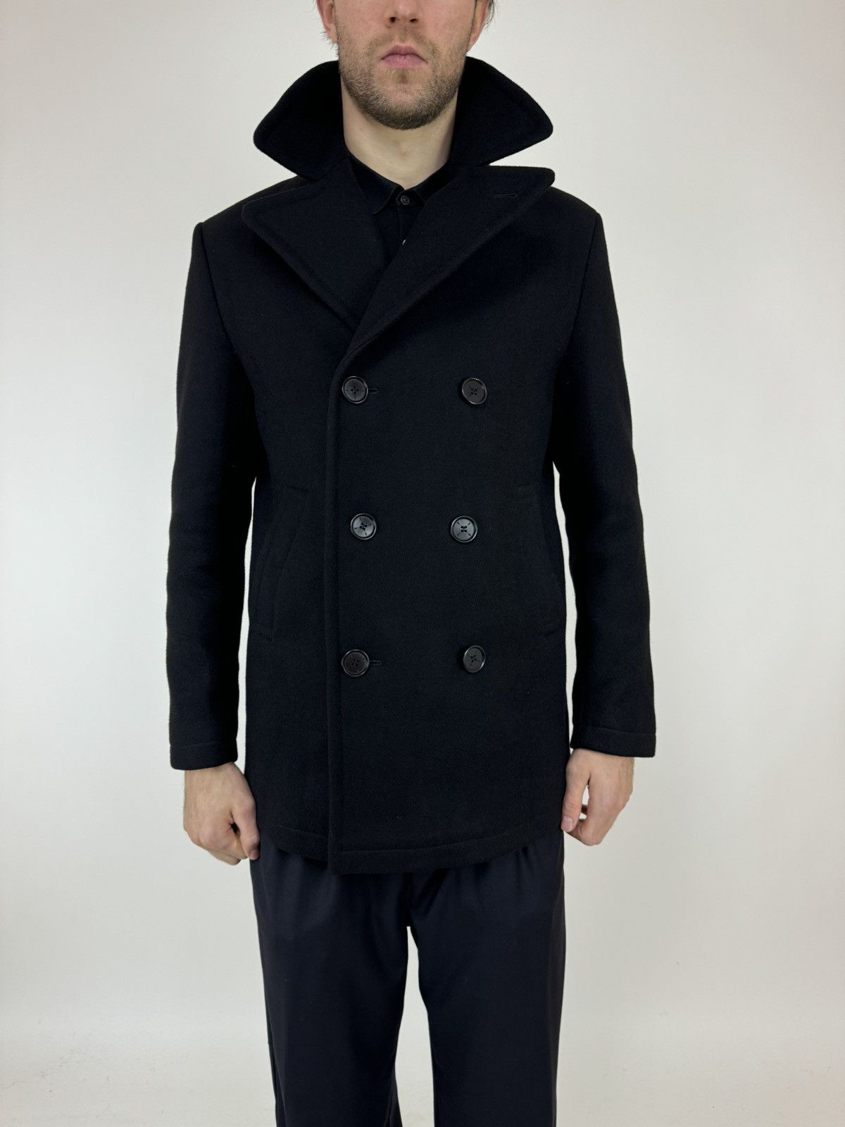 Victor&Rolf x H&M Wool Coat Double-Breasted Black Mens 54
