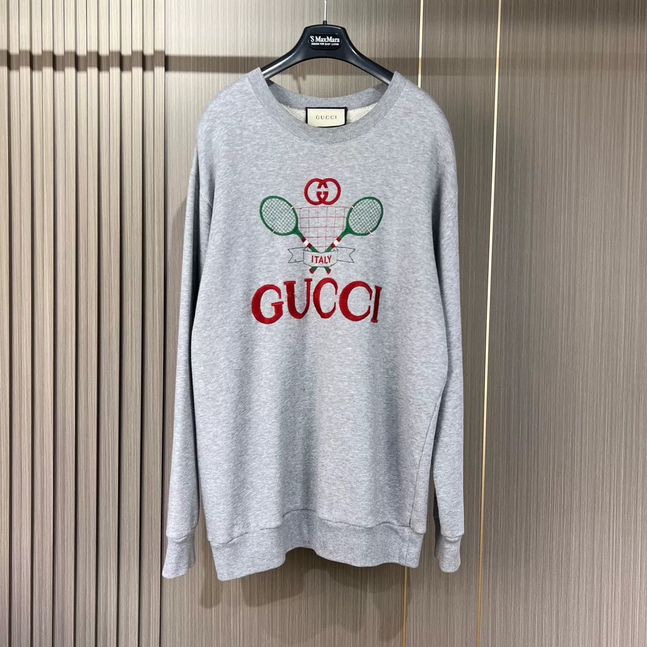 gucci embroidered grey sweatshirt with logo