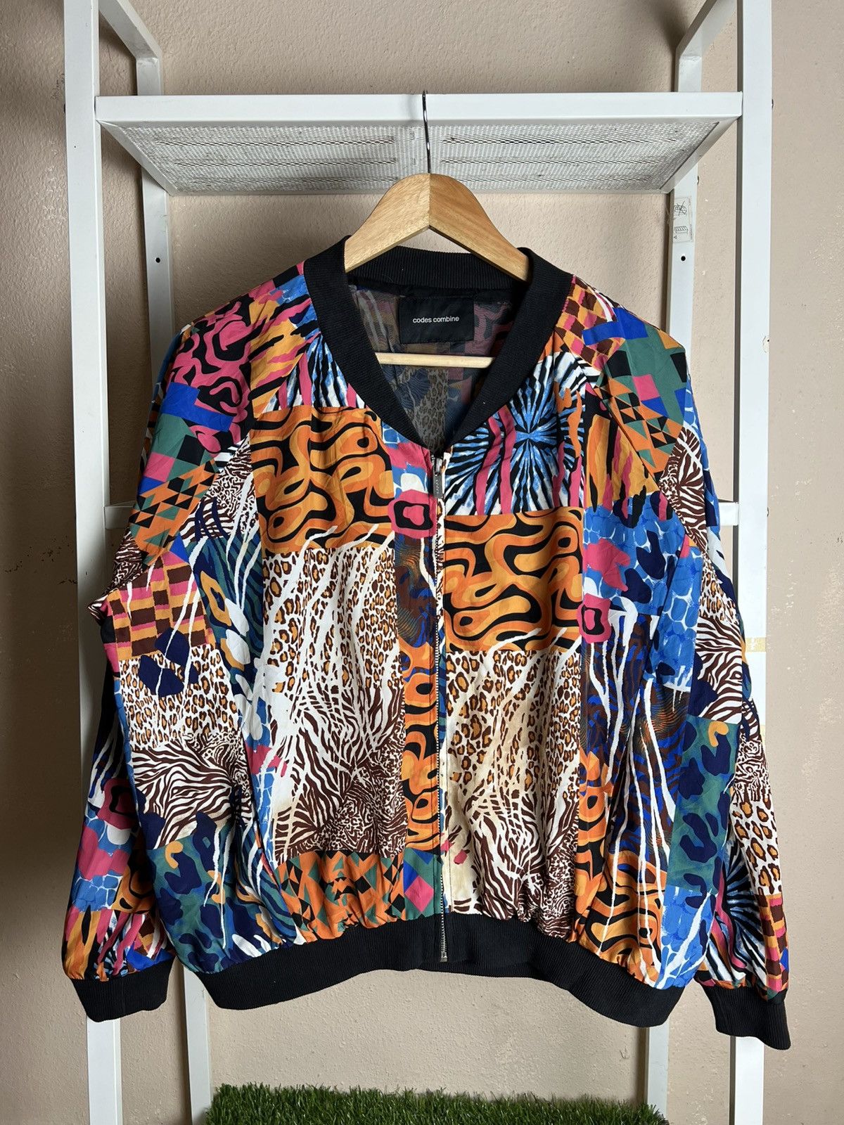 Codes Combine Boxy Light Jacket Abstract Mix Animal Print