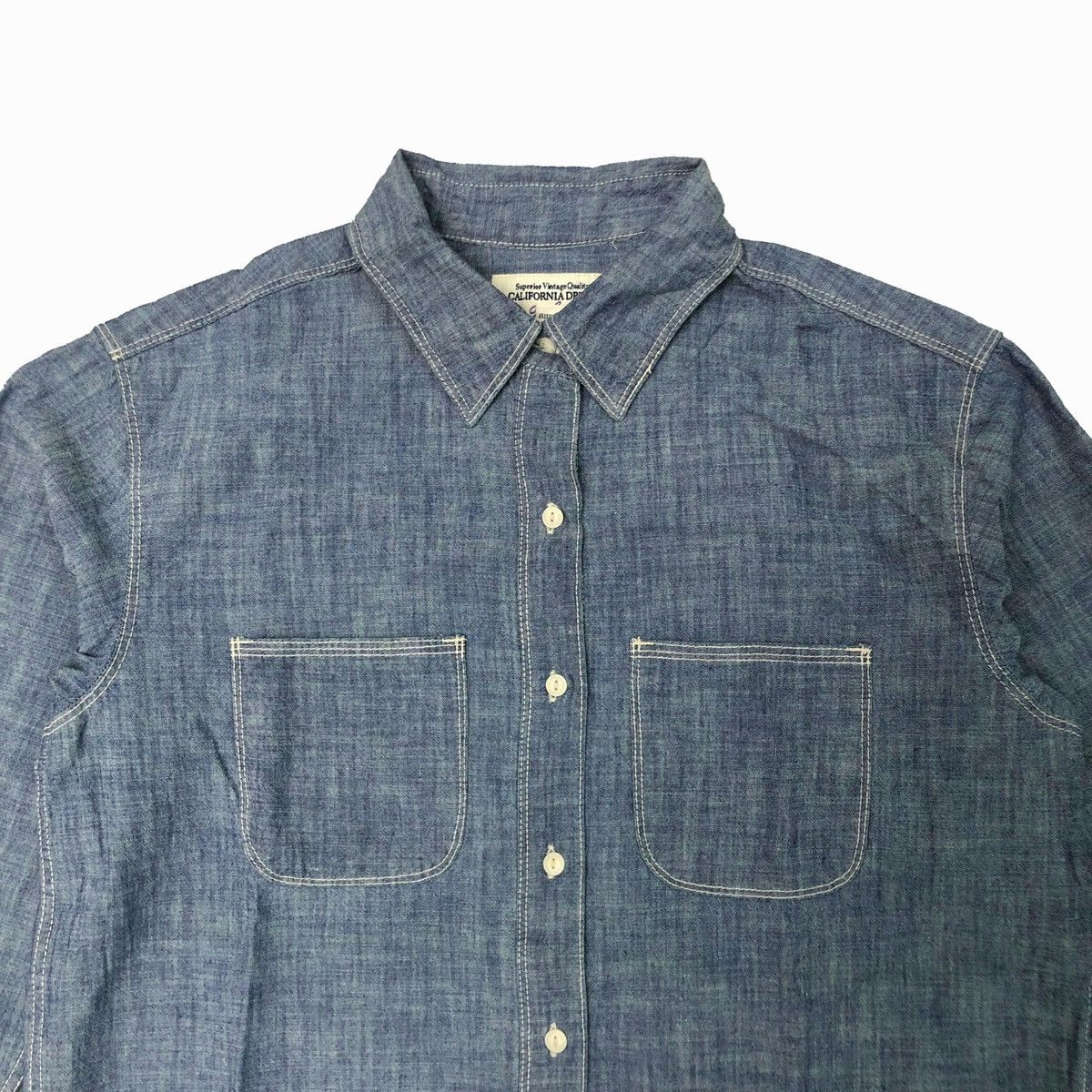 Who A.U. Who A.U Blue Cotton Chambray Twin Pocket Shirt Womens Size S / US 4 / IT 40 - 2 Thumbnail