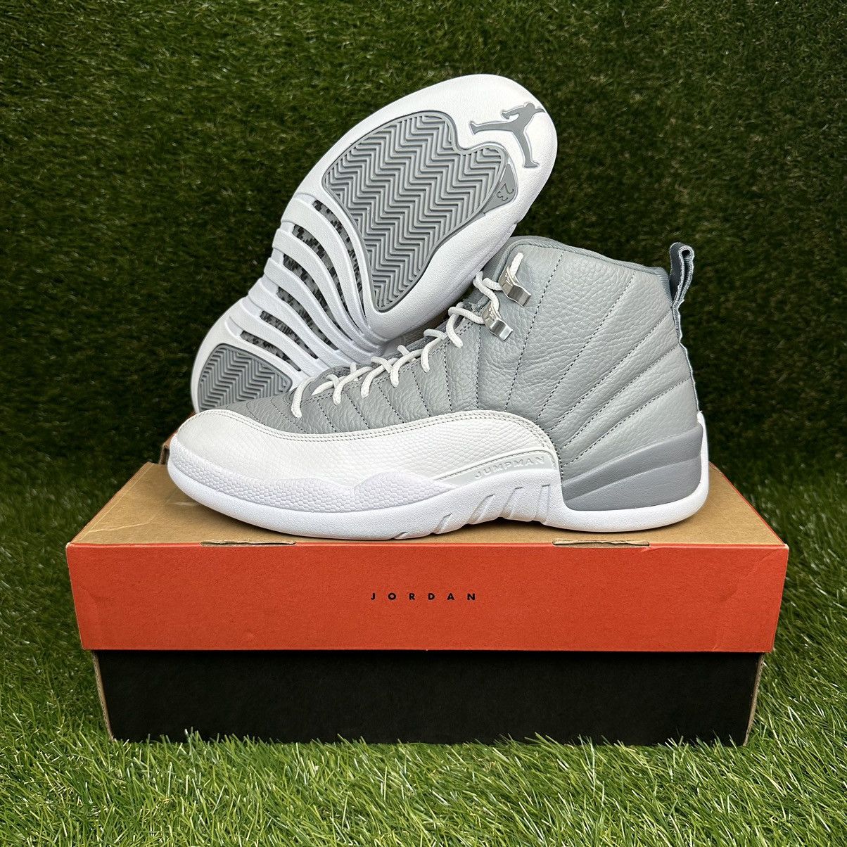 image of Jordan Nike Air Jordan 12 Retro Stealth Shoes in Gray White, Men's (Size 11)