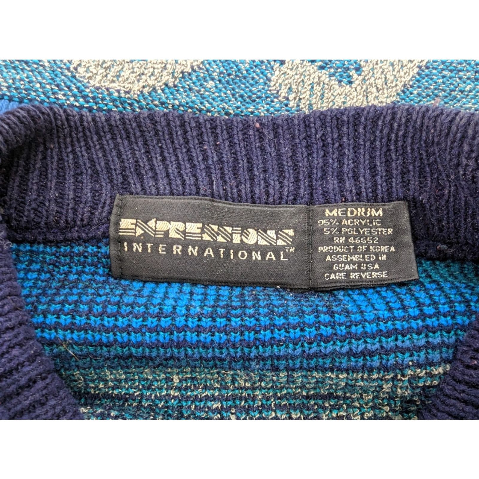 Vintage VINTAGE Expressions Geometric Cosby Sweater Mens L Crewneck Jumper 80s 90s Blue Holiday Fall Winter Size US L / EU 52-54 / 3 - 4 Thumbnail