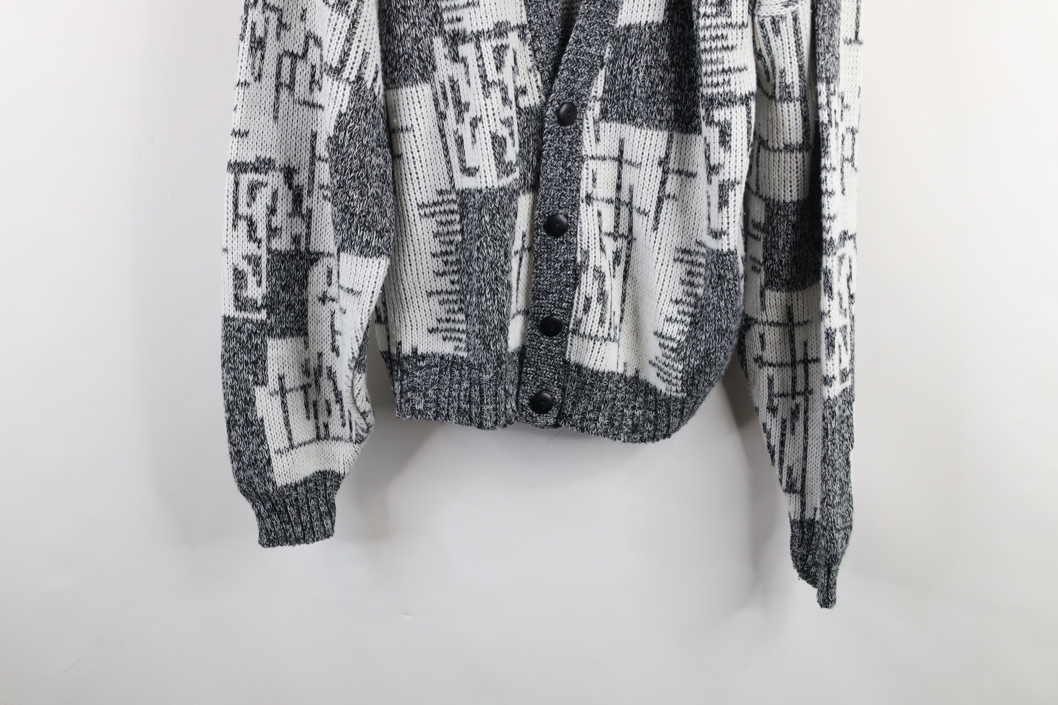 Vintage Vintage 90s Streetwear Geometric Knit Cardigan Sweater USA Size US XL / EU 56 / 4 - 3 Thumbnail