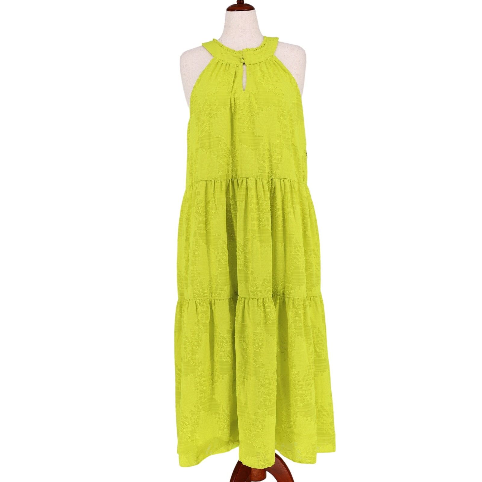 The Unbranded Brand Donna Morgan Women Yellow Halter Tiered Maxi Dress Size 16 Size XXL / US 16-18 / IT 52-54 - 3 Thumbnail
