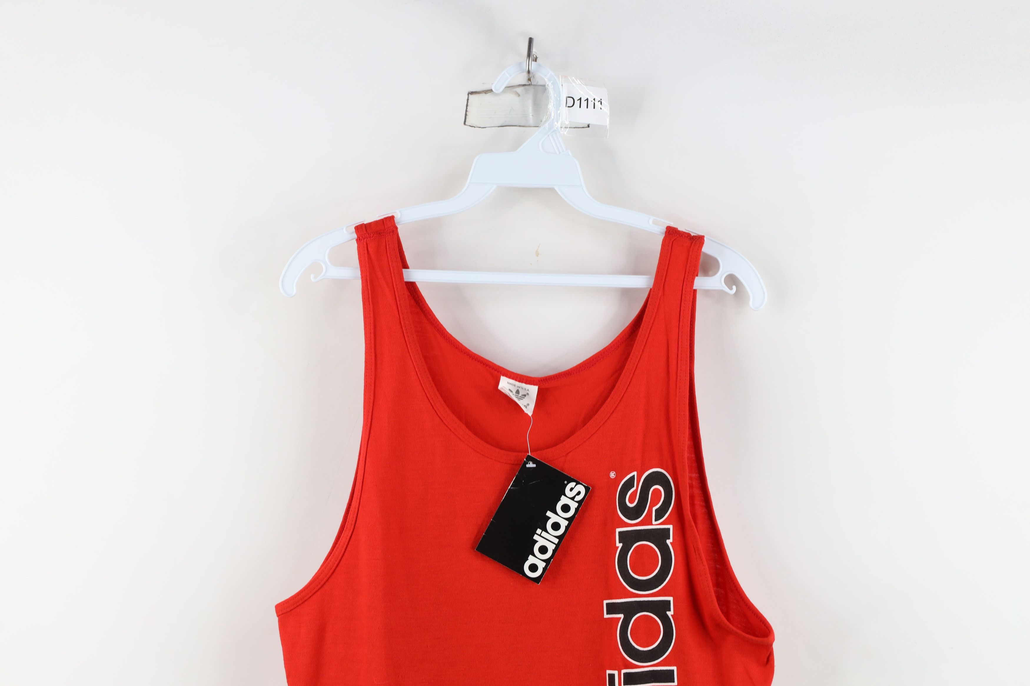 Adidas × Vintage Deadstock Vintage 80s 90s Adidas Tank Top T-Shirt Red USA Size US S / EU 44-46 / 1 - 2 Thumbnail