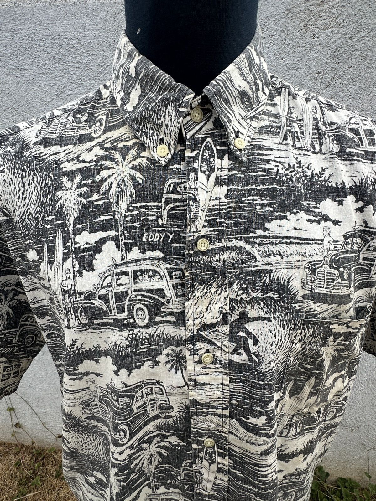 Reyn Spooner PreOwned Reyn Spooner Hawaiian Print Black/Beige Men's L Size US L / EU 52-54 / 3 - 3 Thumbnail